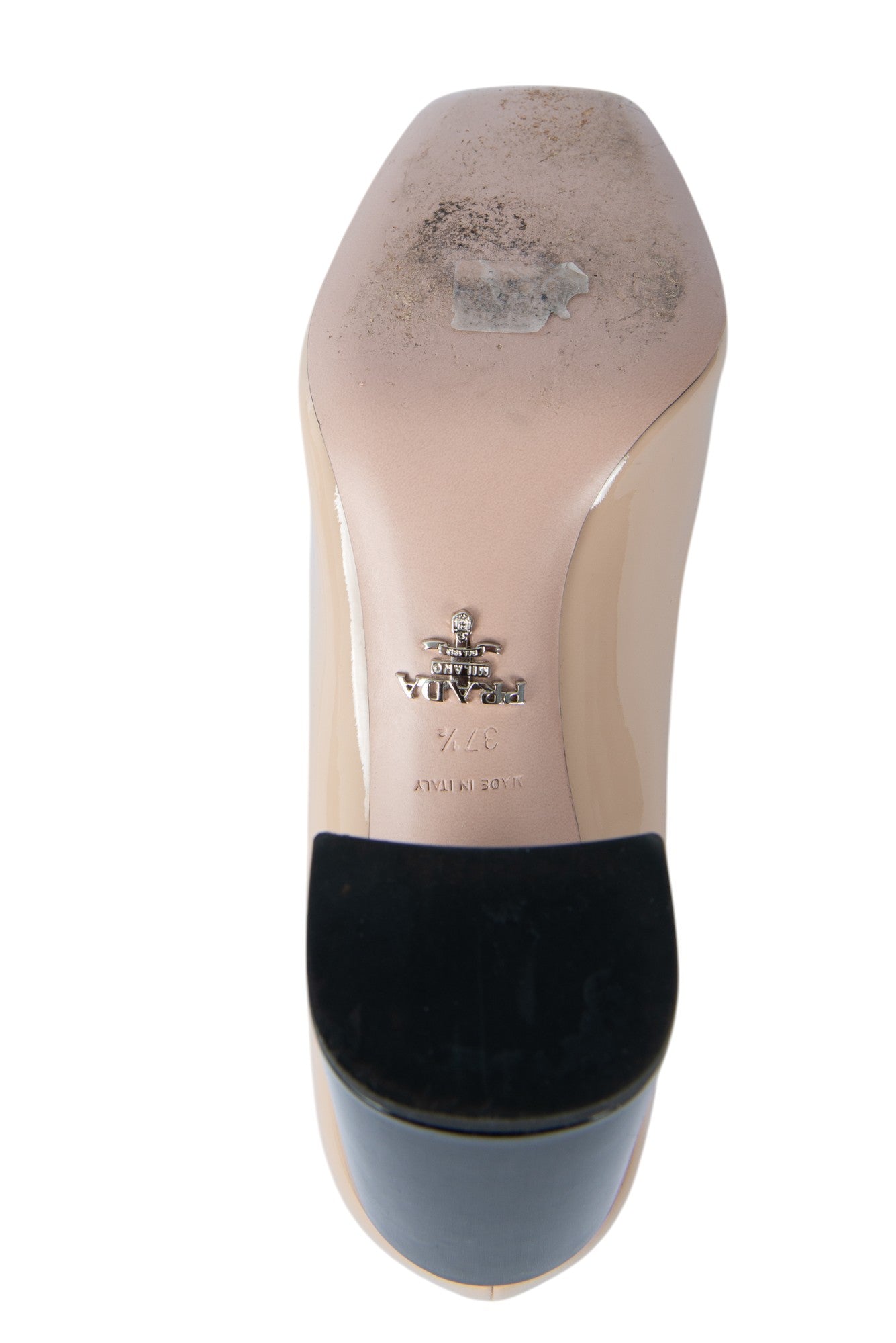 PRADA Patent Leather Cap Toe Heels Size 37.5 US 7.5