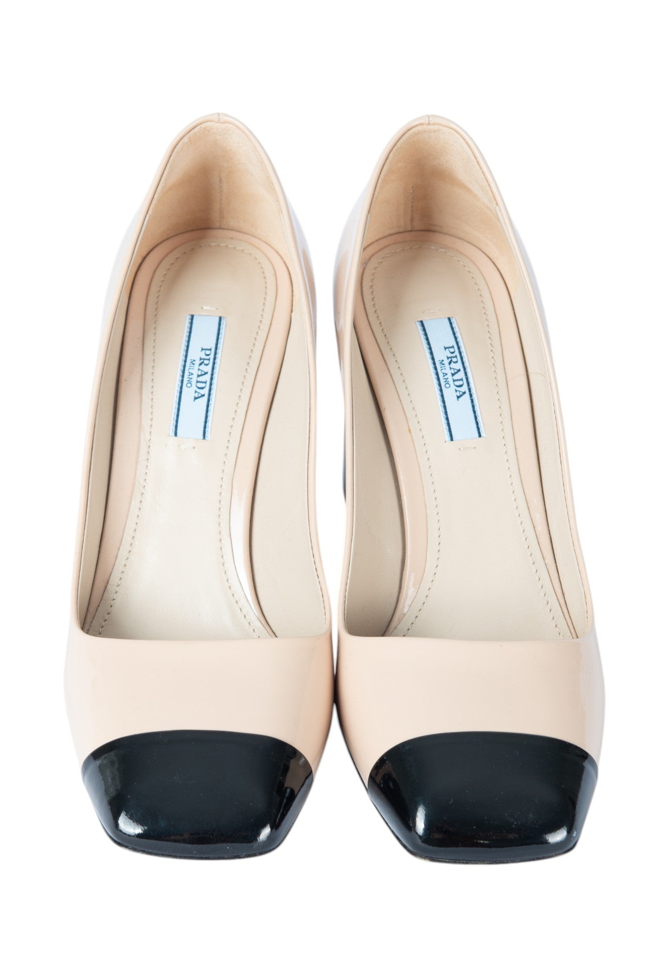 PRADA Patent Leather Cap Toe Heels Size 37.5 US 7.5
