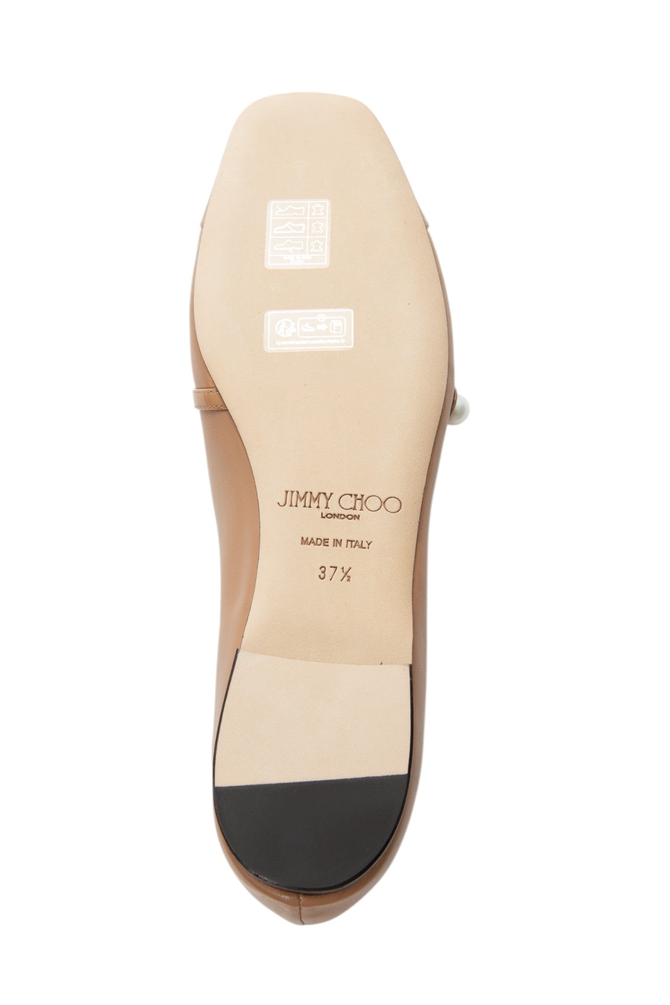 JIMMY CHOO Beige Leather Elisa Ballet Flats Size 37.5 US 7.5