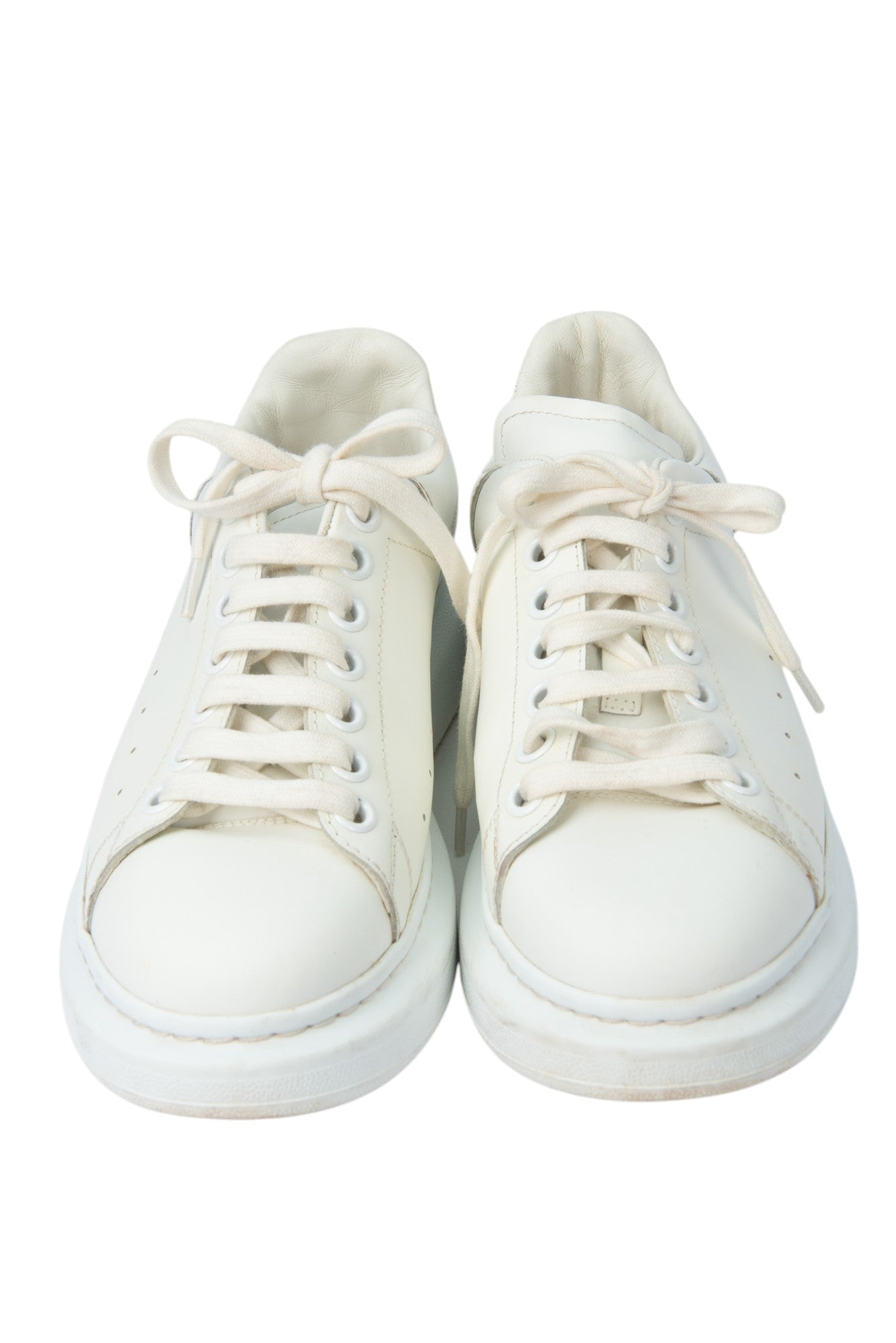ALEXANDER MCQUEEN White Leather Oversized Platform Sneaker Size 38.5