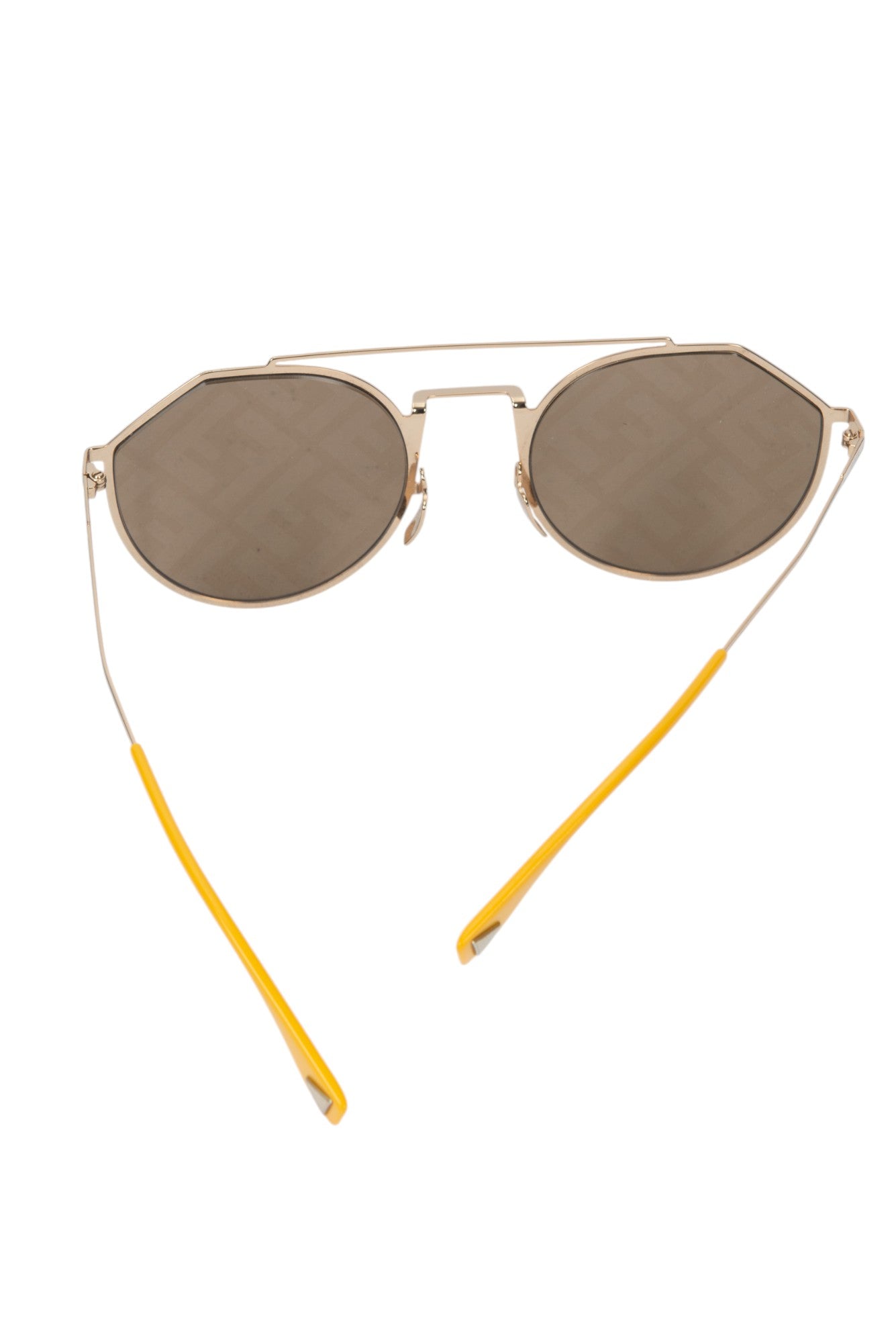 FENDI Gold Metal Logo Aviator Sunglasses