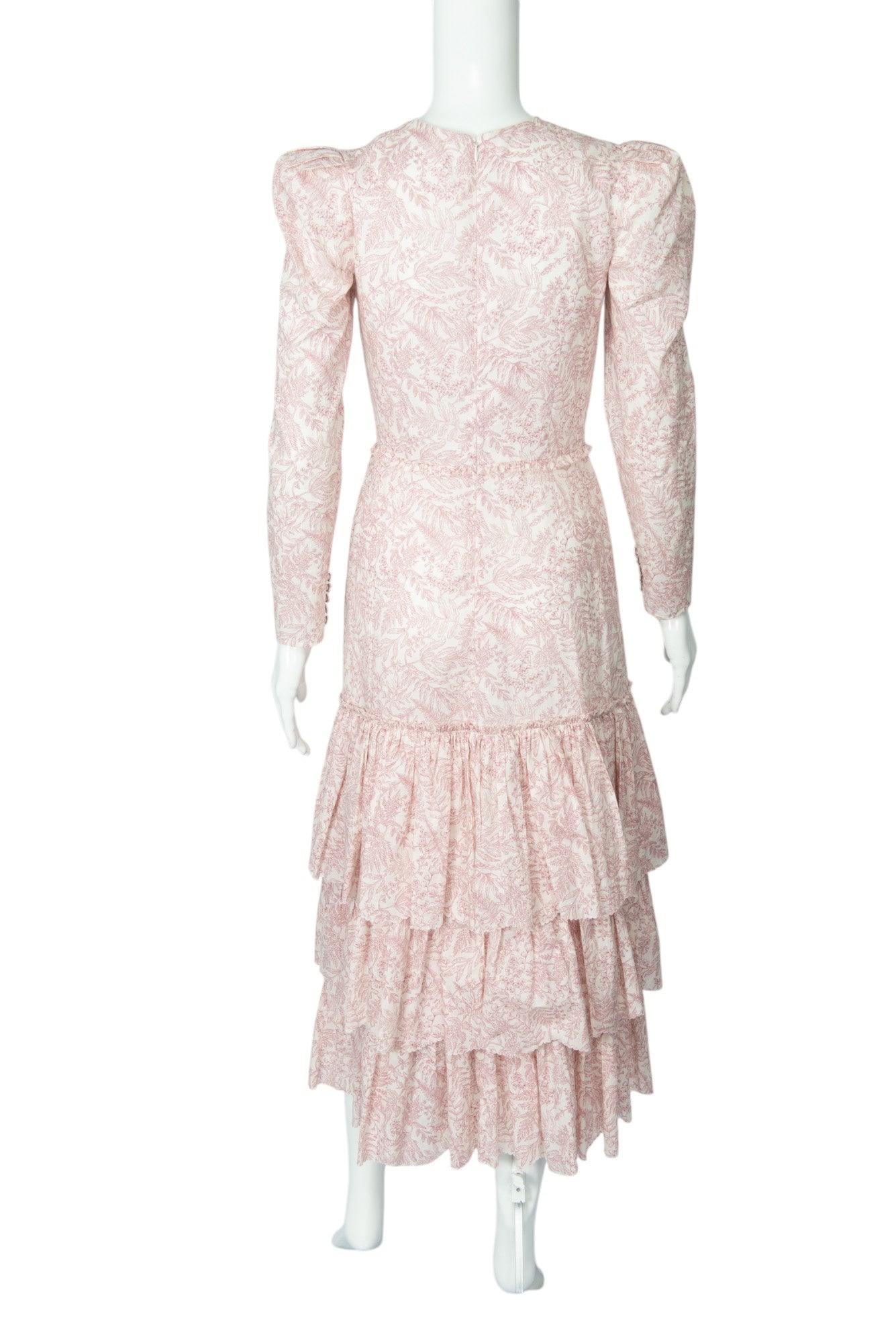 THE VAMPIRE'S WIFE Pink Silk The Liberty Ruffle Midi Dress Size XS
