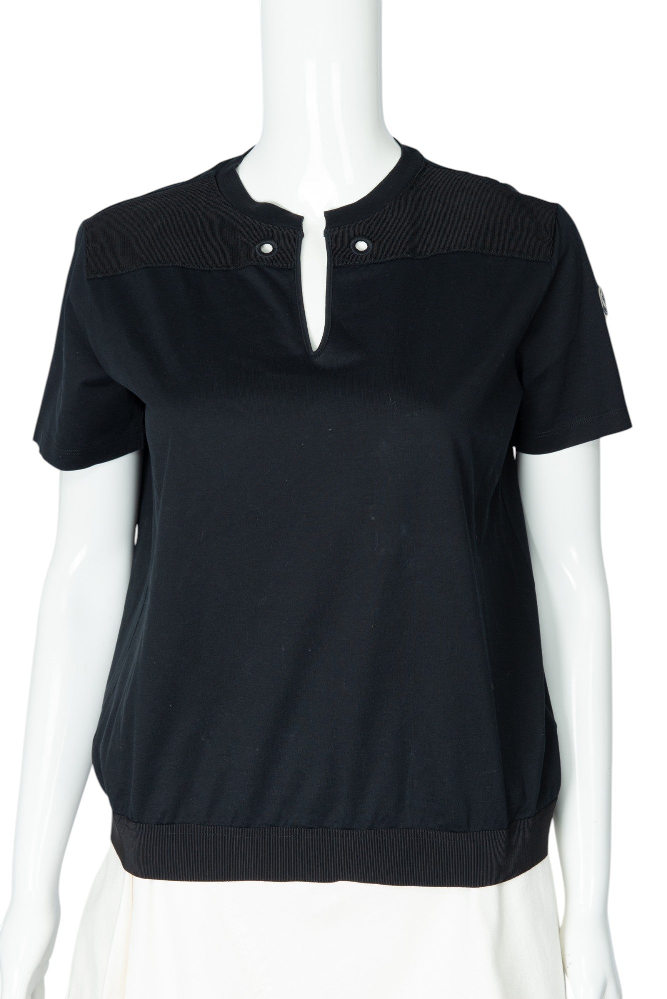 MONCLER Black Short Sleeve Blouse Size S
