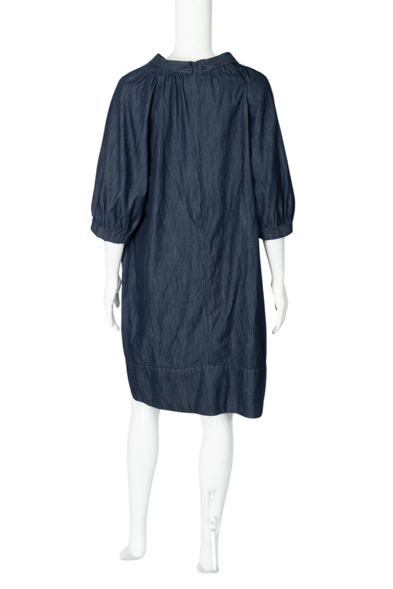 MAX MARA Blue Denim Off-The-Shoulder Mini Shirt Dress Size S