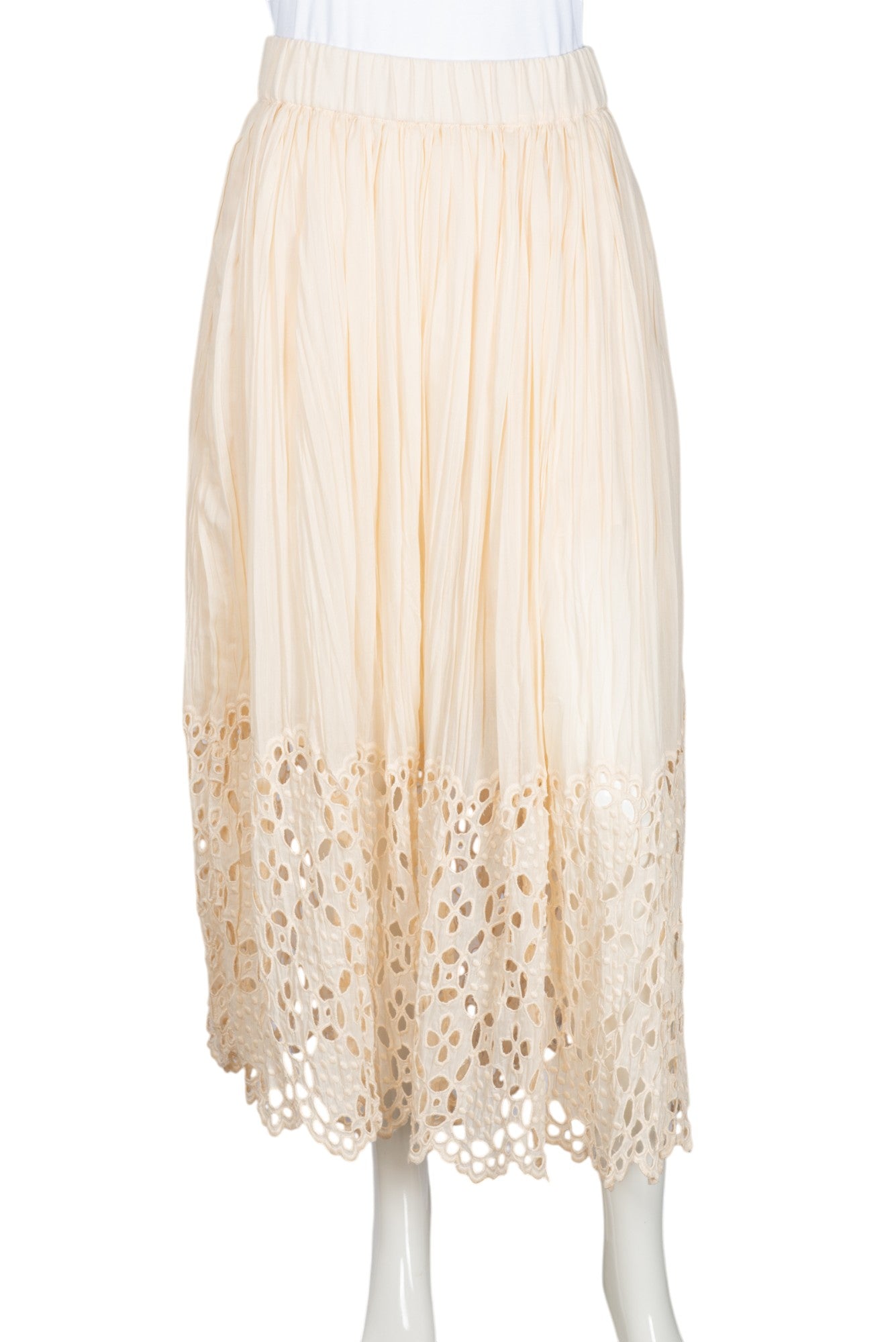 SEA NEW YORK Cream Lace Elsie Midi Skirt Size M