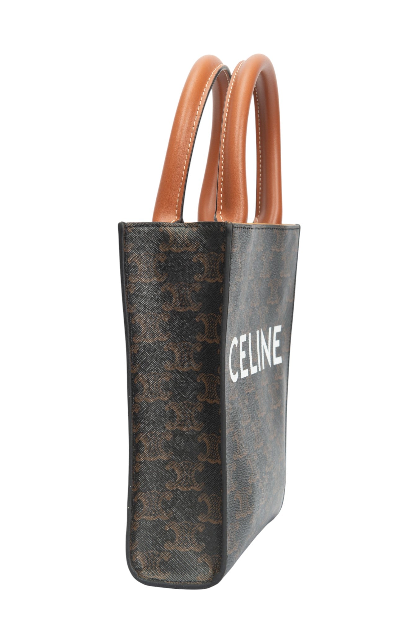 CELINE Brown Triomphe Vertical Cabas Mini Crossbody Bag