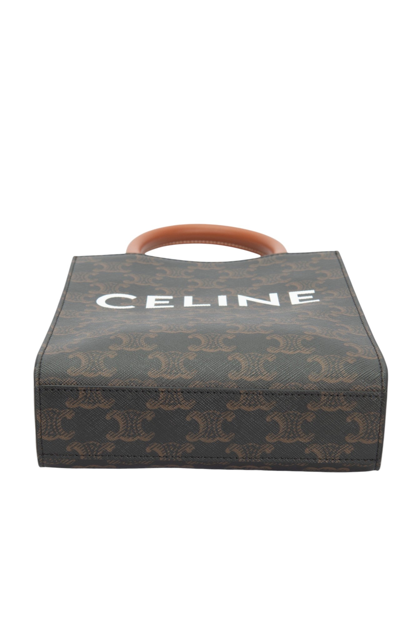 CELINE Brown Triomphe Vertical Cabas Mini Crossbody Bag