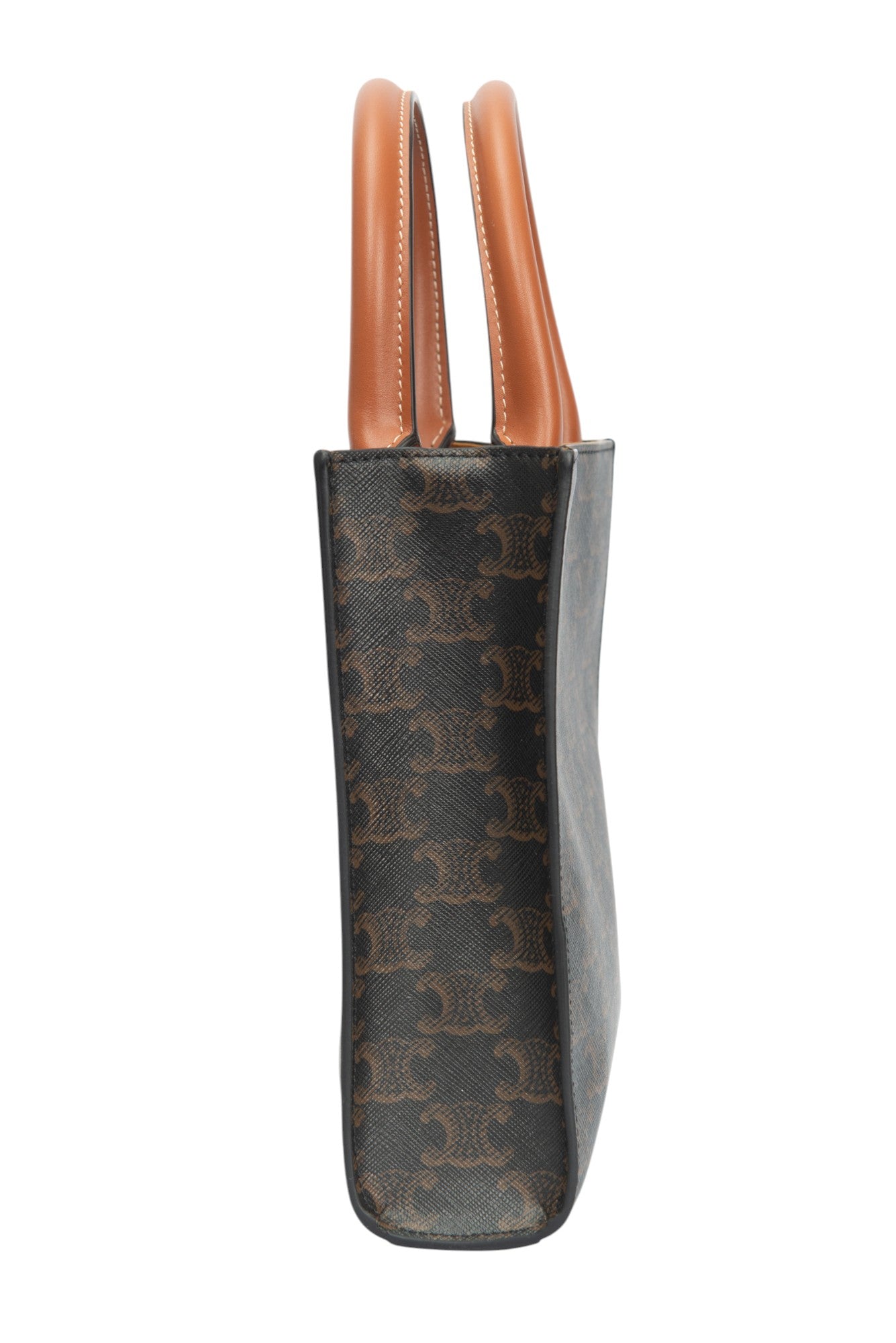 CELINE Brown Triomphe Vertical Cabas Mini Crossbody Bag
