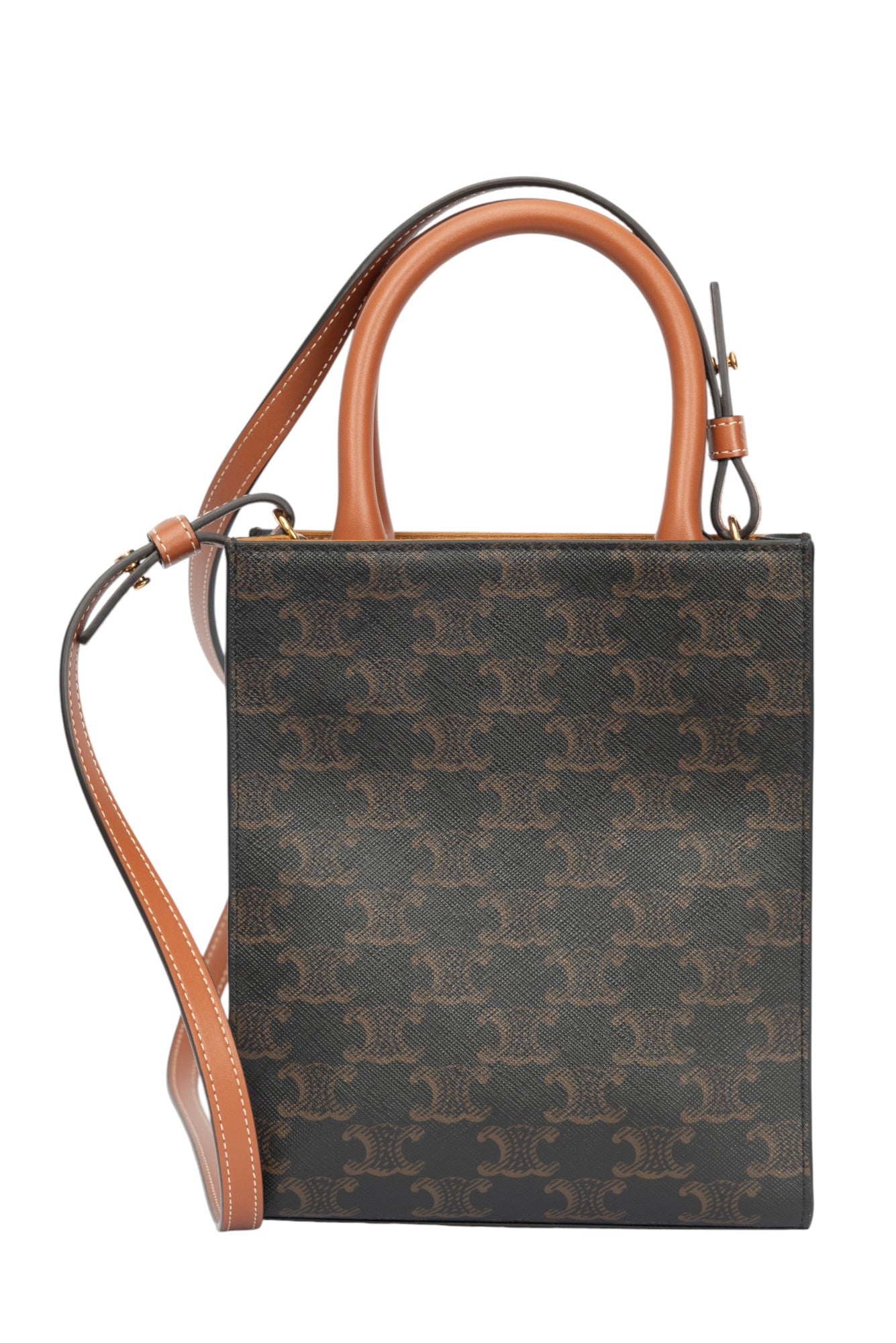 CELINE Brown Triomphe Vertical Cabas Mini Crossbody Bag