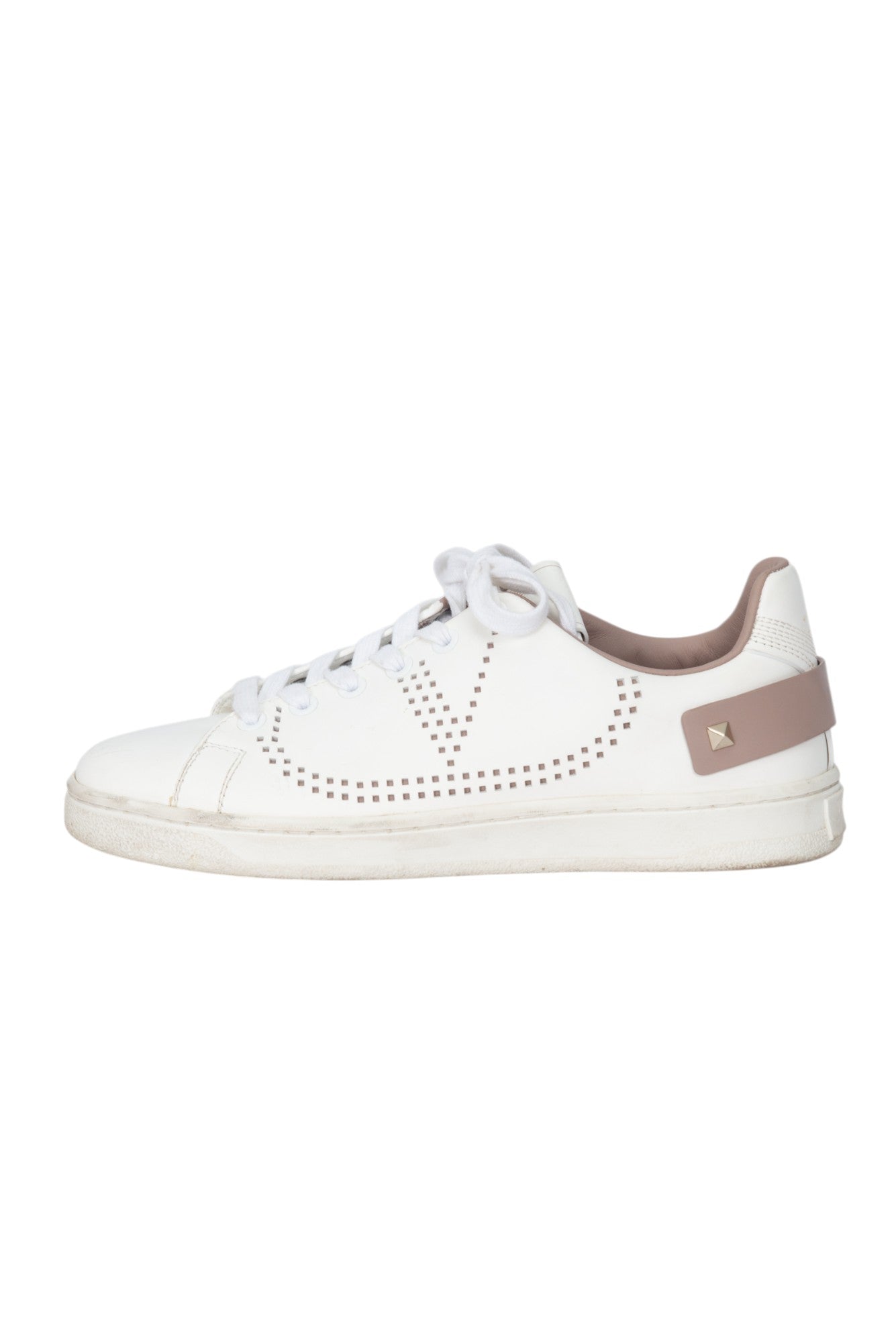 VALENTINO White Beige Leather Backnet Sneakers Size 35.5 US 5.5