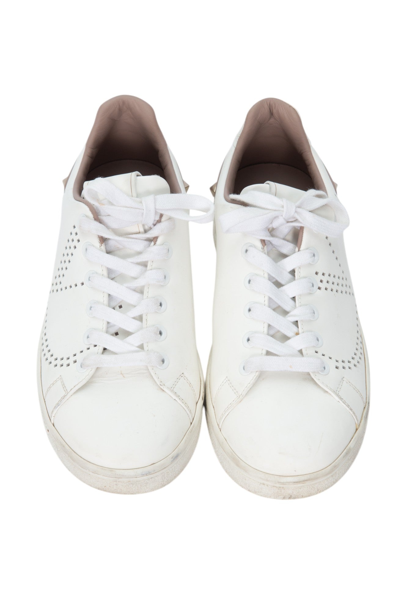 VALENTINO White Beige Leather Backnet Sneakers Size 35.5 US 5.5