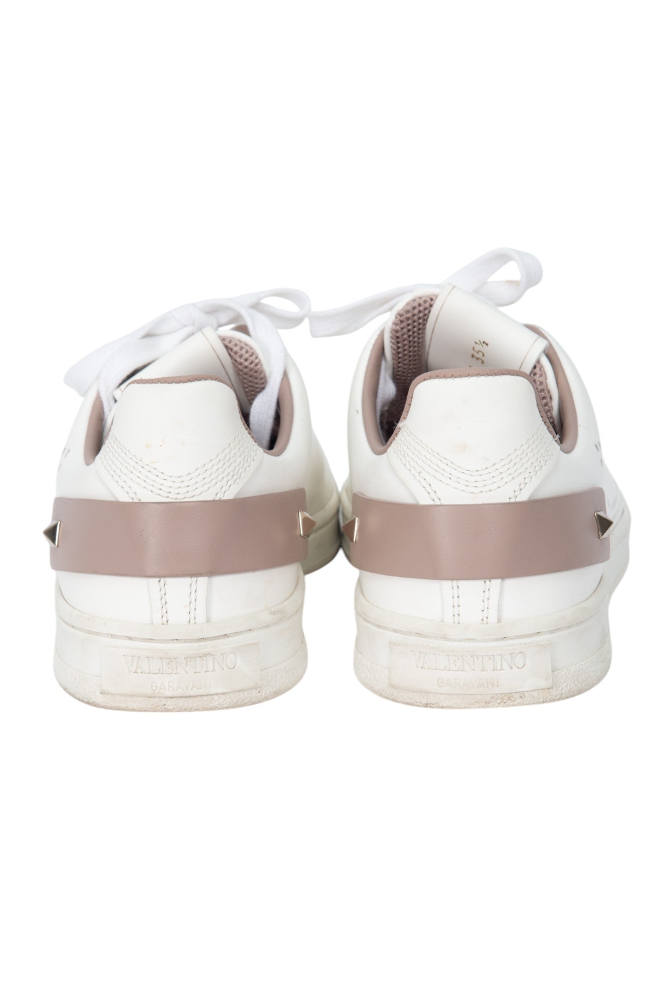 VALENTINO White Beige Leather Backnet Sneakers Size 35.5 US 5.5