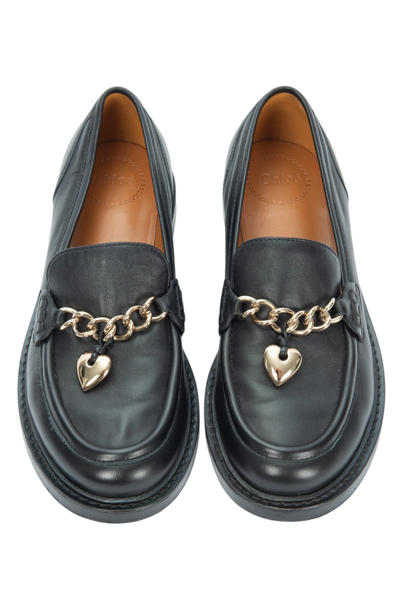 CHLOÉ Black Leather Ninna Loafers Size 36.5 US 6.5