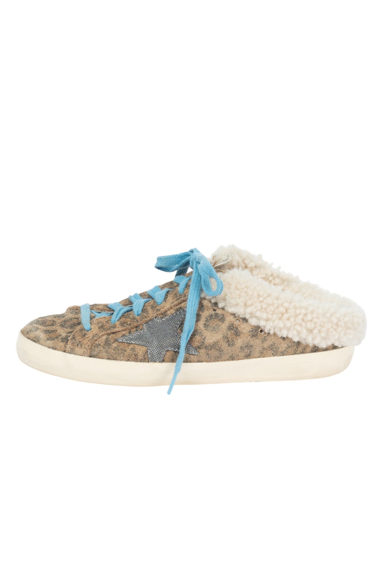 GOLDEN GOOSE Beige Suede Shearling Superstar Sabot Sneakers Size 37 US 7
