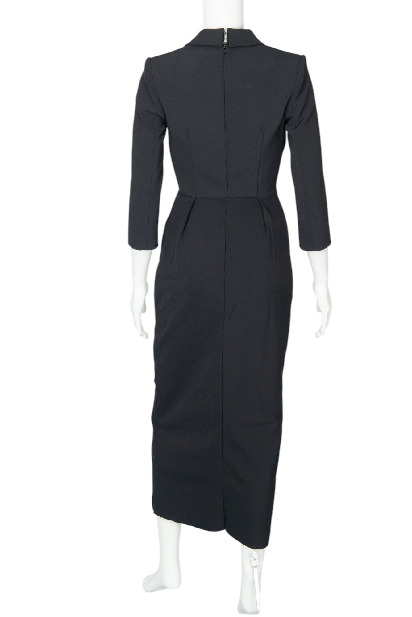 ELISABETTA FRANCHI Black Double-Breasted Midi Dress Size 38 US 2
