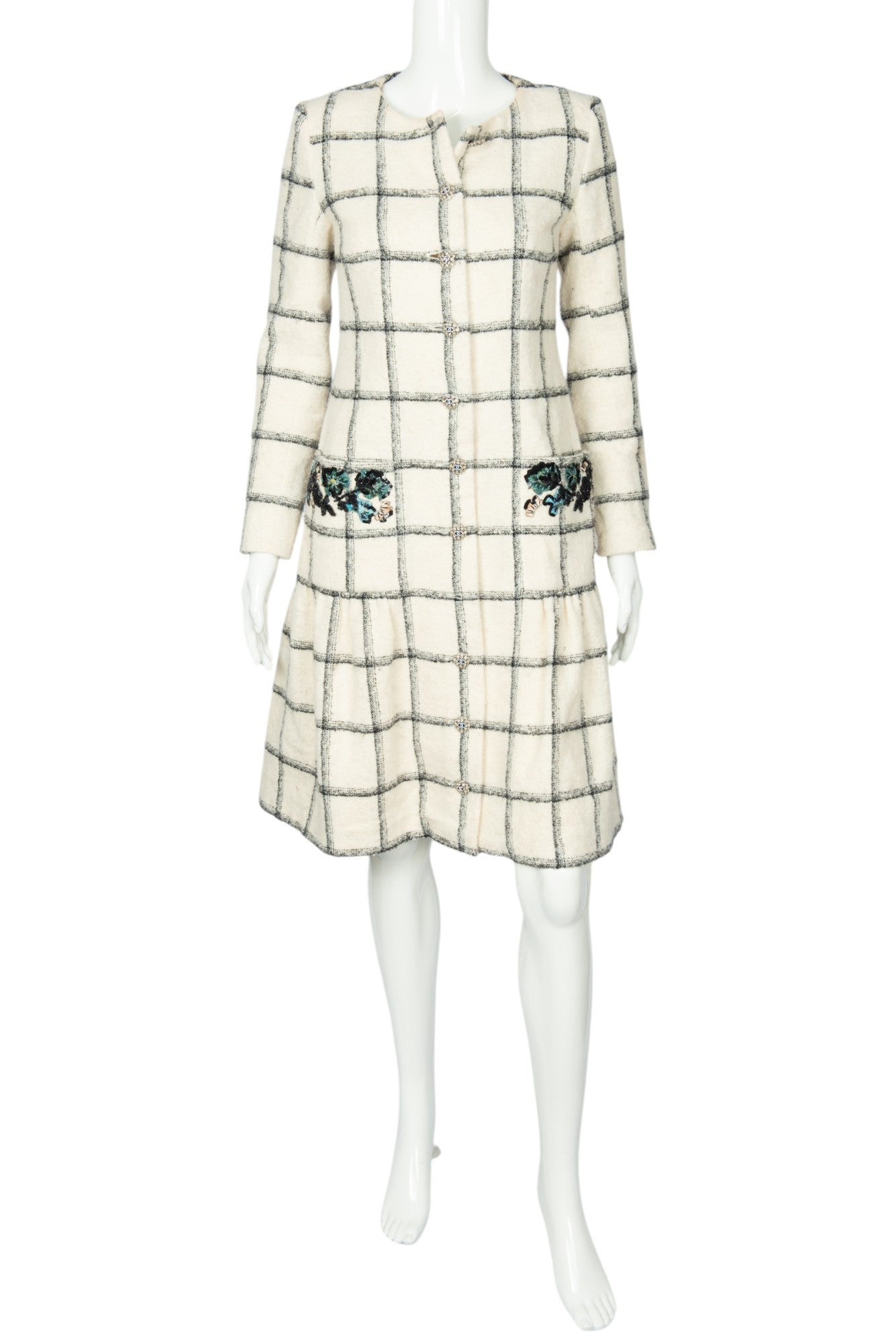 CHANEL Cream Wool Tweed Mini Dress Size 36 US 4