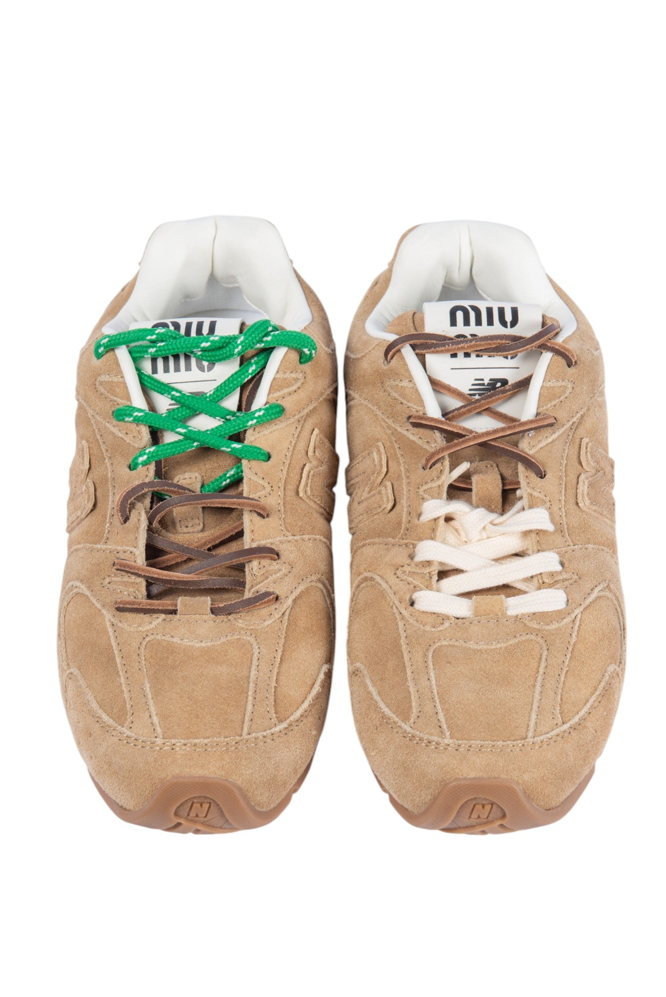 MIU MIU × New Balance Brown Suede Sneakers Size 37.5