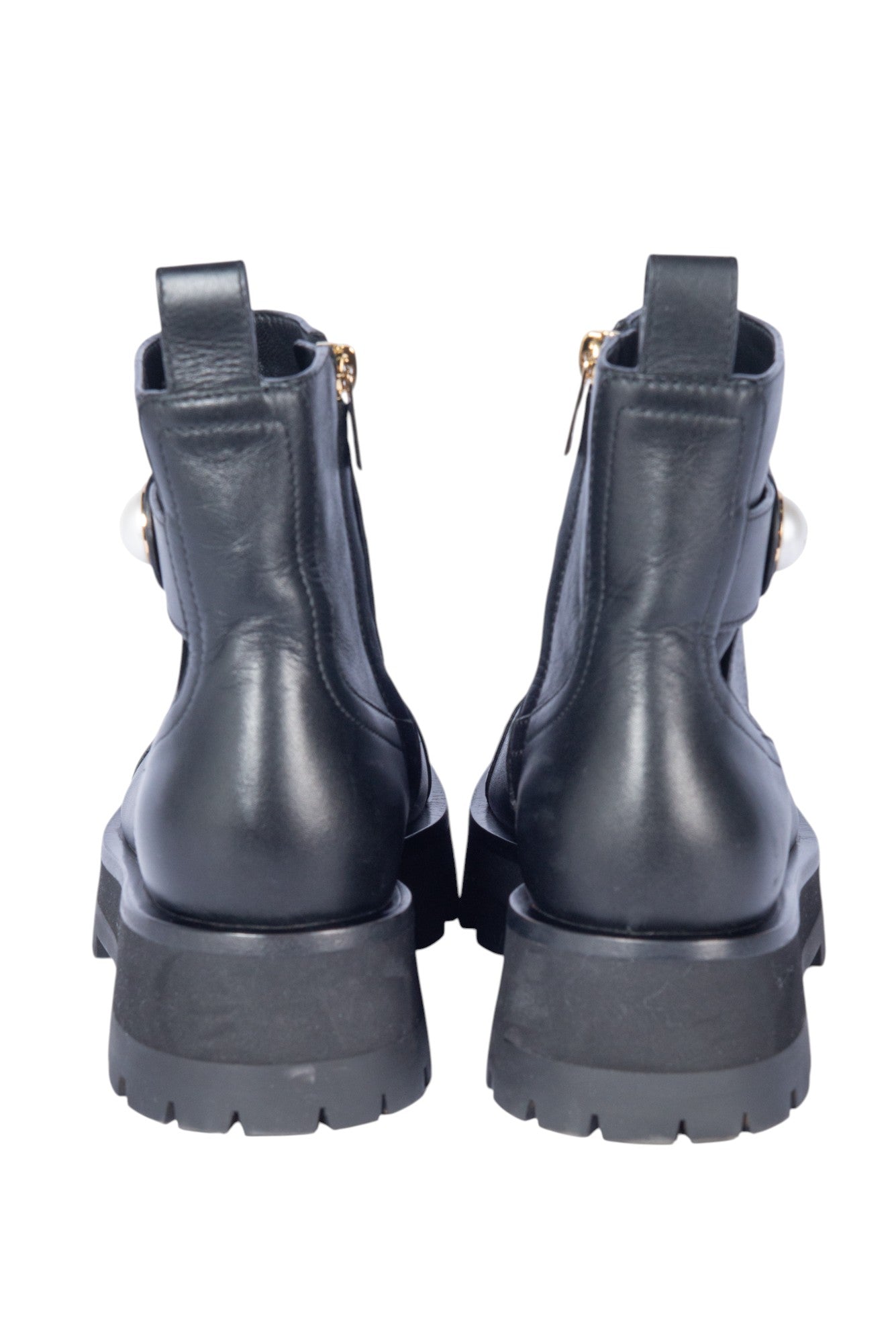 JIMMY CHOO Black Leather Meena Ankle Platform Boots Size 36.5