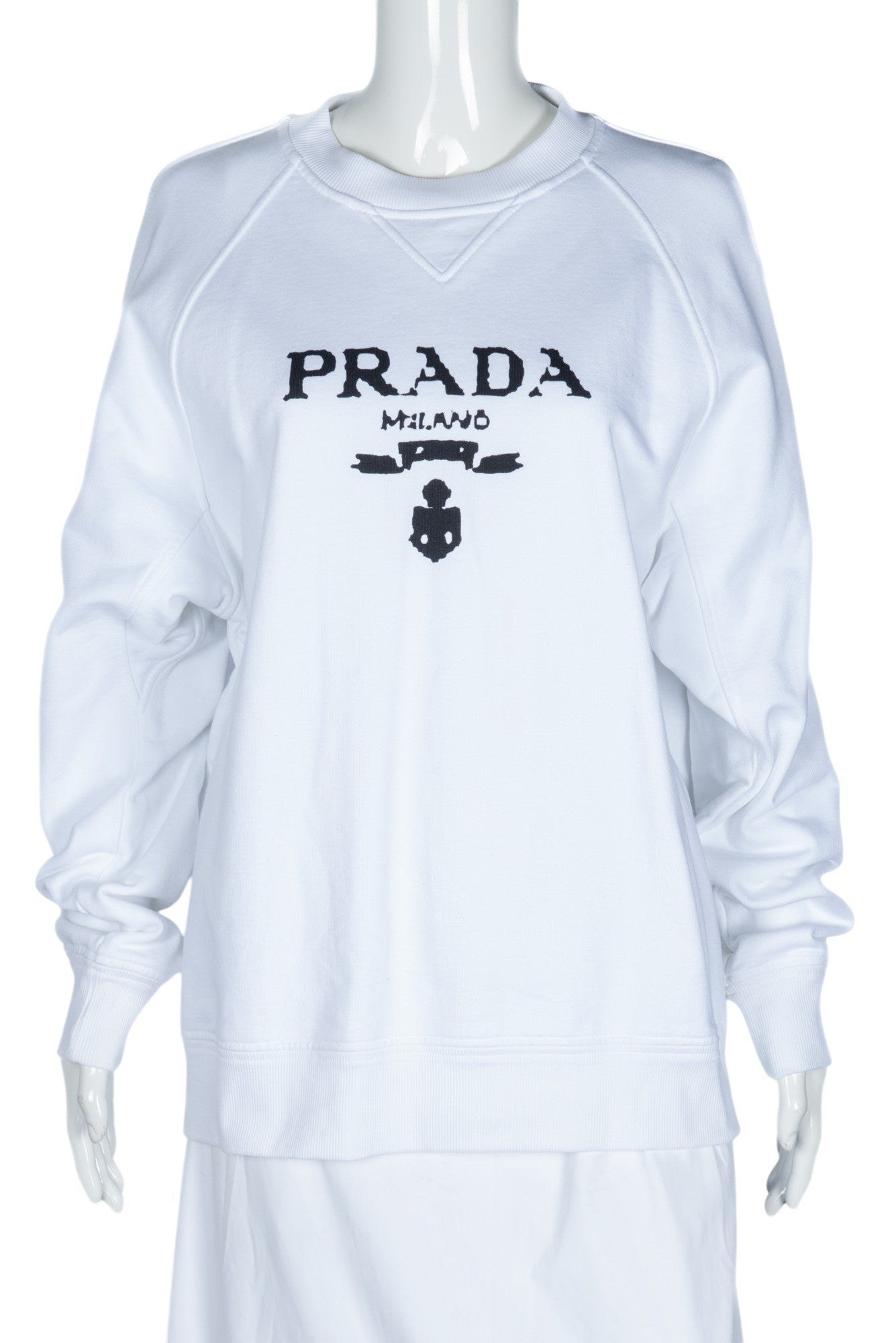 PRADA White Cotton Logo Sweatshirt Size L
