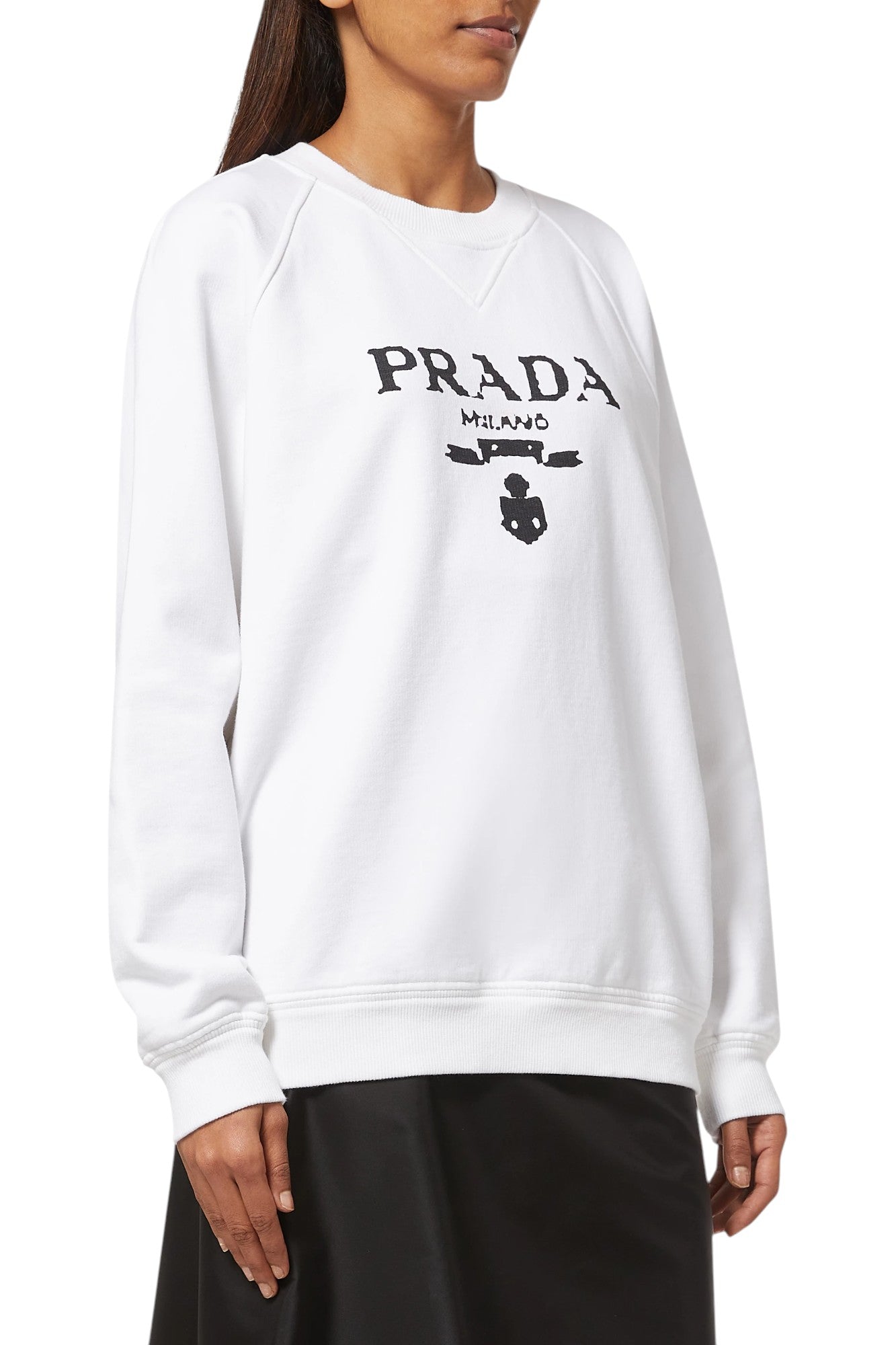PRADA White Cotton Logo Sweatshirt Size L