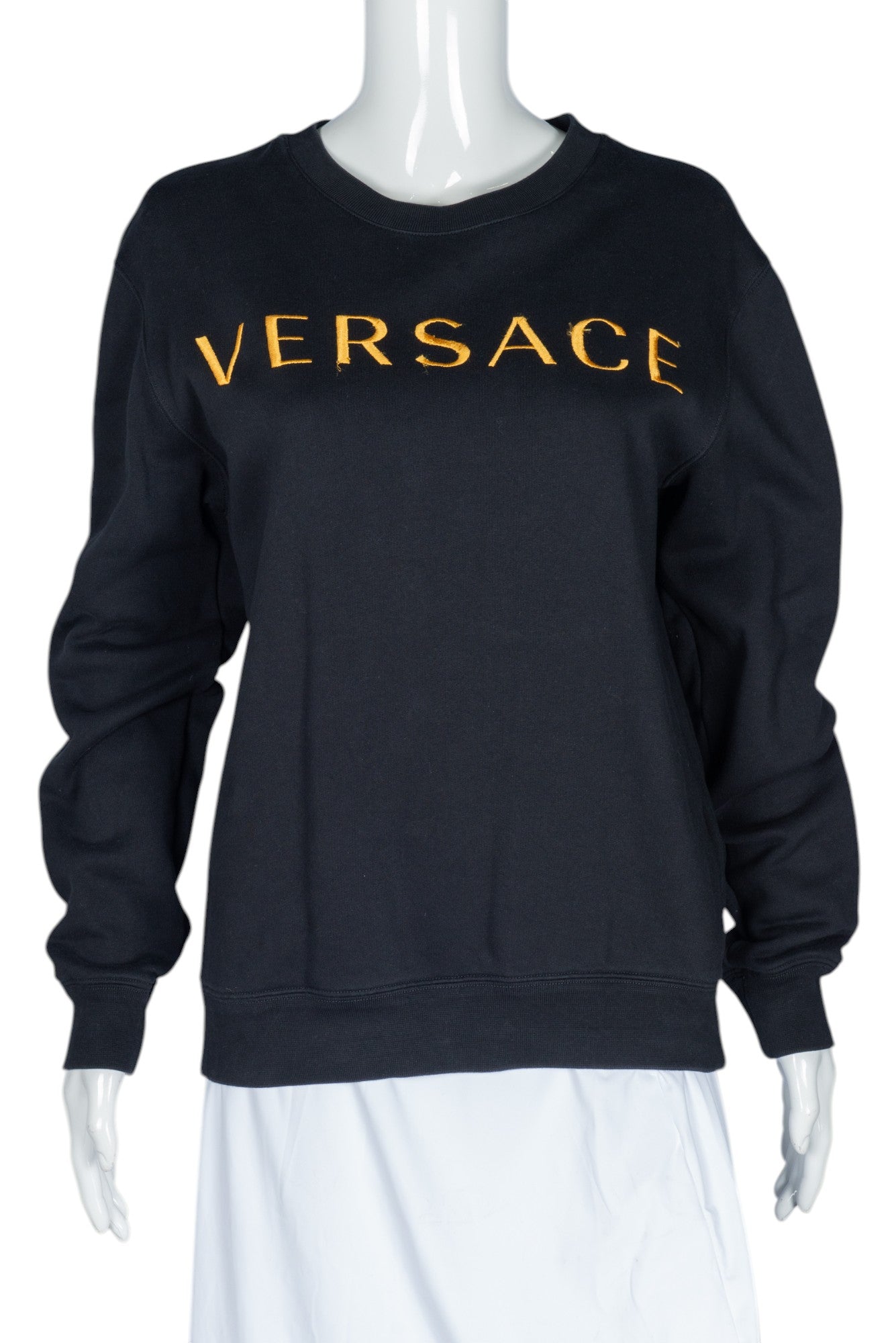 VERSACE Black Cotton Logo Sweatshirt Size M