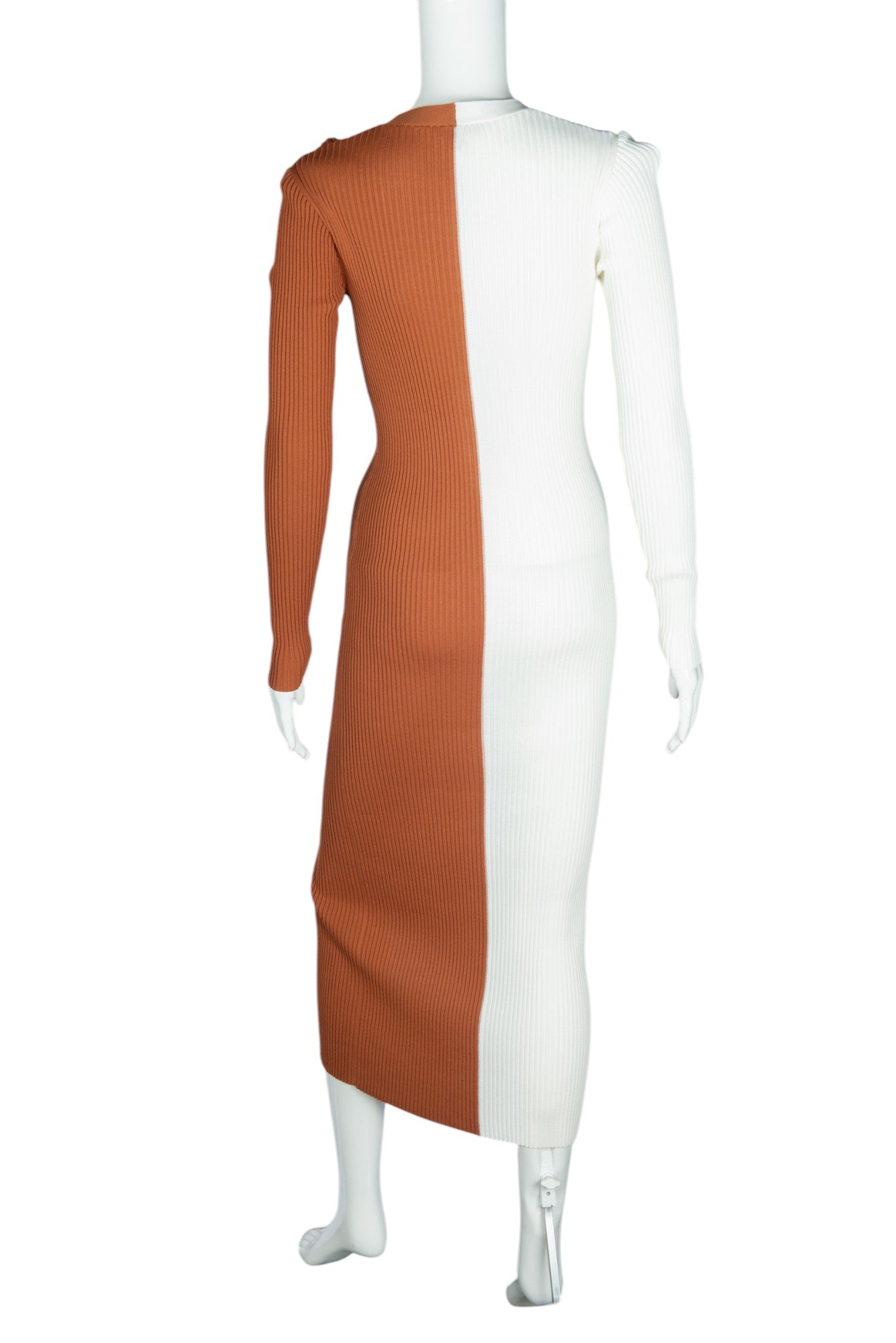 STAUD Brown White Shoko Midi Sweater Dress Size XS
