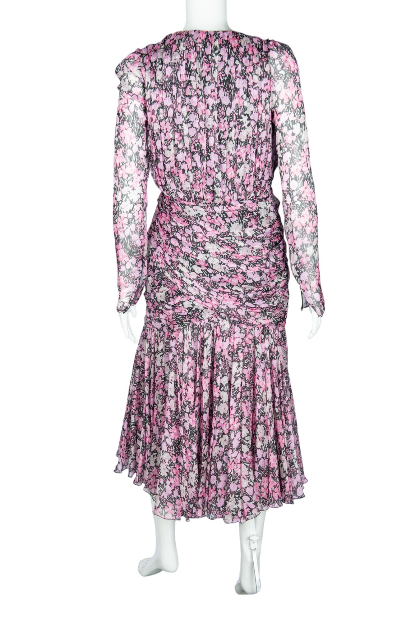 GIAMBATTISTA VALLI Pink Silk Floral Midi Dress Size M