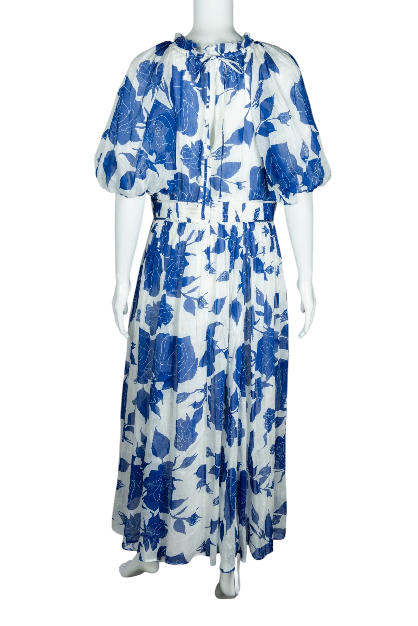 AJE Blue Floral Elysium Blouson Midi Dress Size L