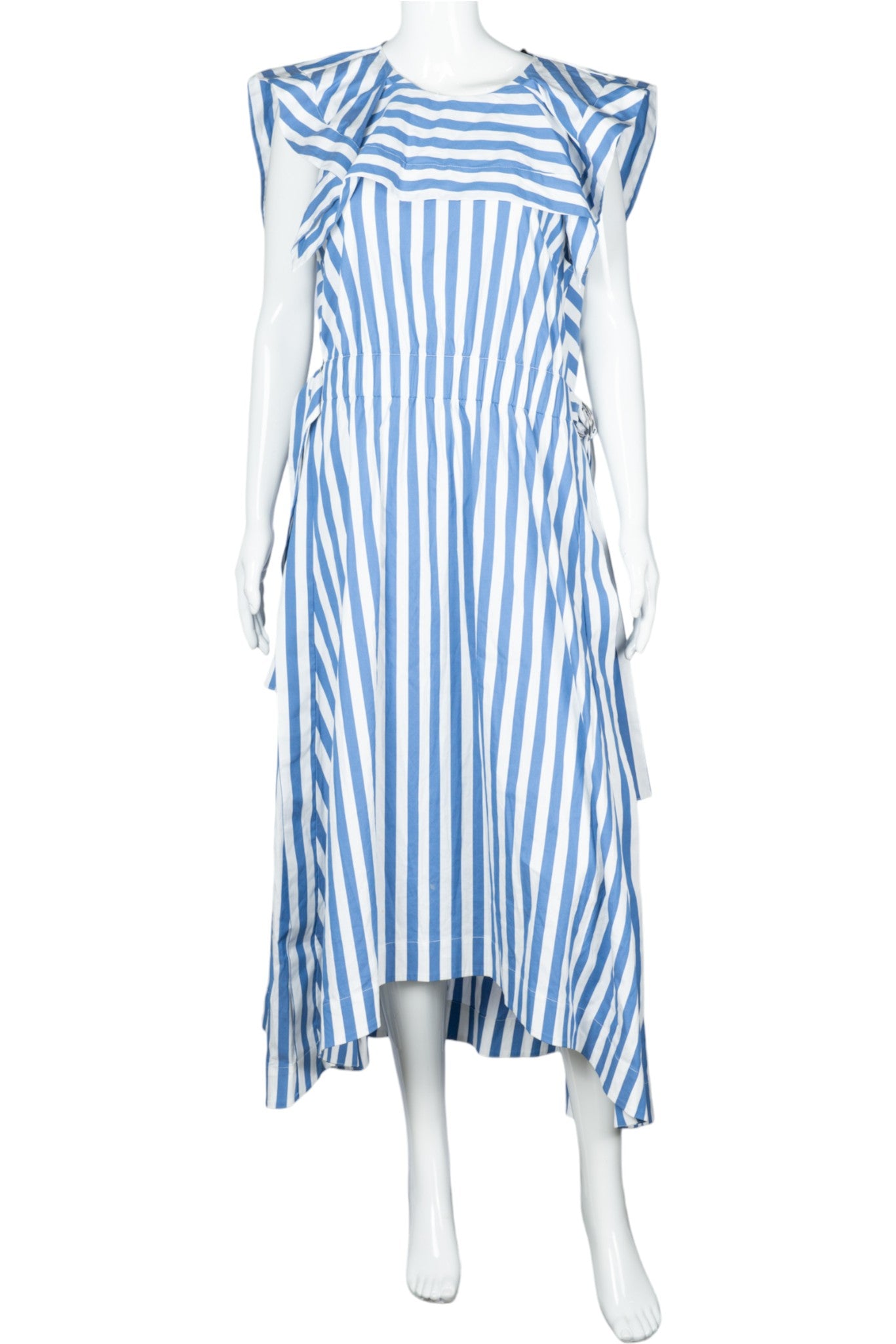 3.1 PHILLIP LIM Blue Striped Asymmetric Midi Dress Size L