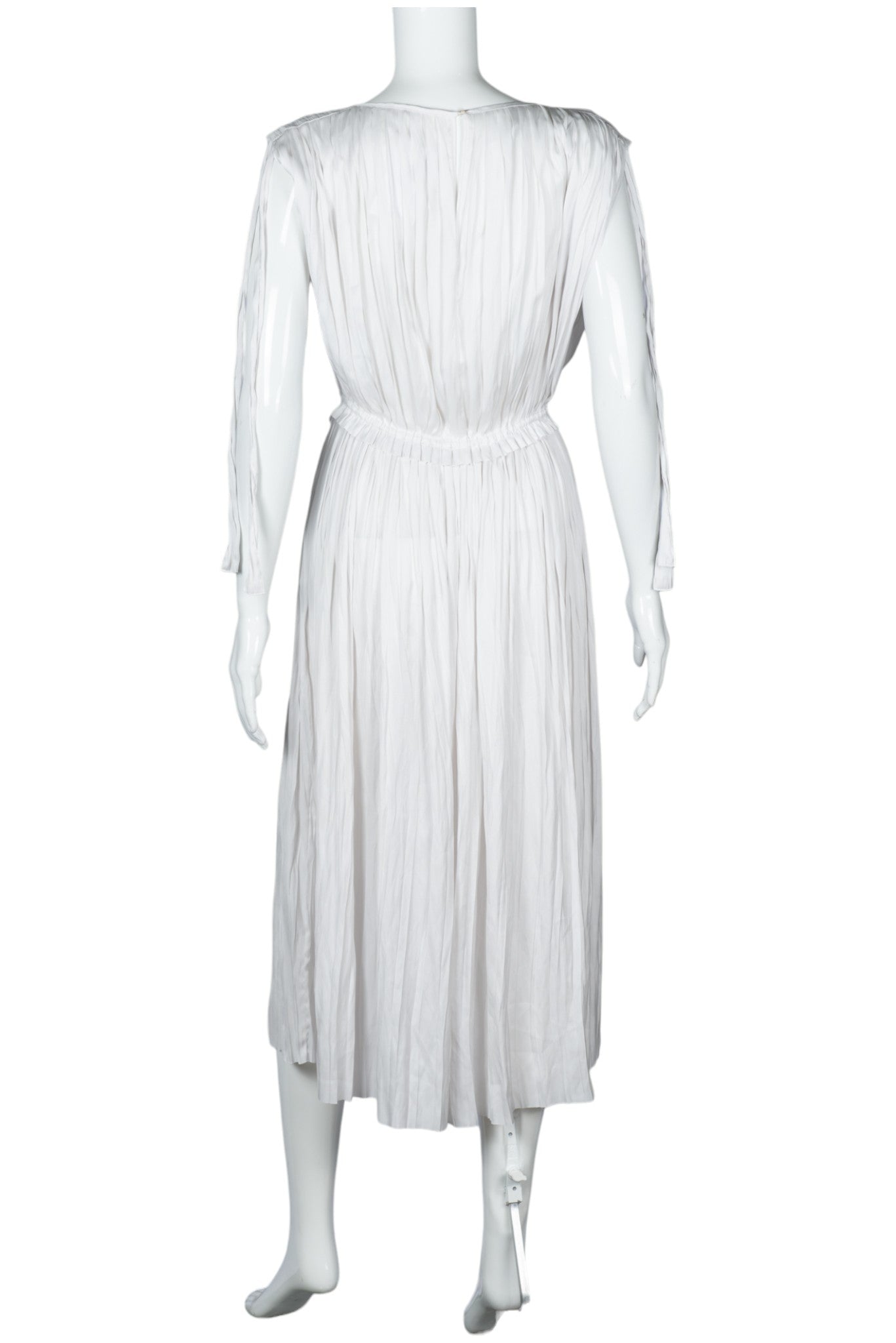 ULLA JOHNSON White Alessa Crew Neck Pleated Midi Dress Size S
