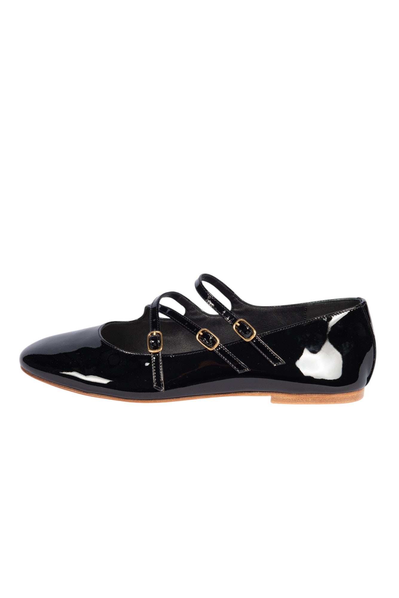 CELINE Patent Leather Mary Jane Flats Black 36.5