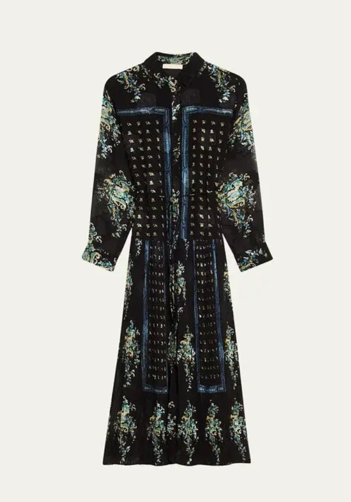 ULLA JOHNSON Silk Printed Midi Dress Size XS