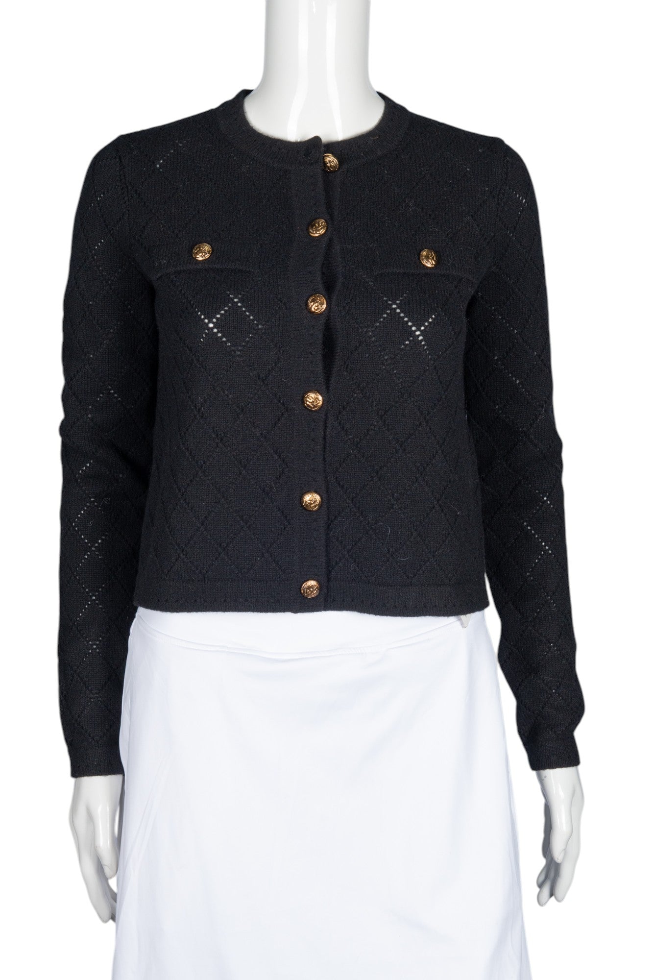 ZIMMERMANN Black Wool Pointelle Cardigan Size S