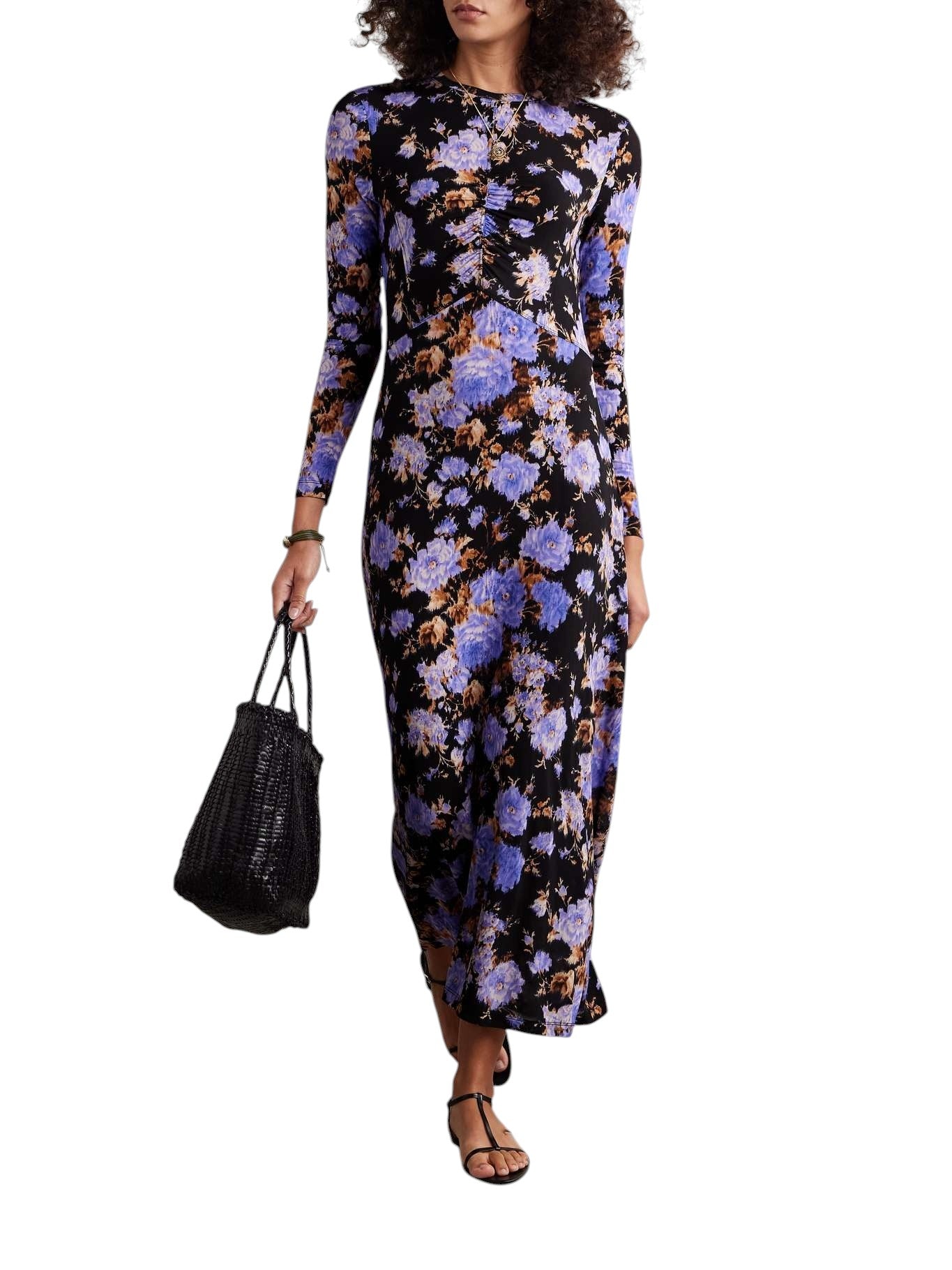 ULLA JOHNSON Black Naia Floral Maxi Dress Size L