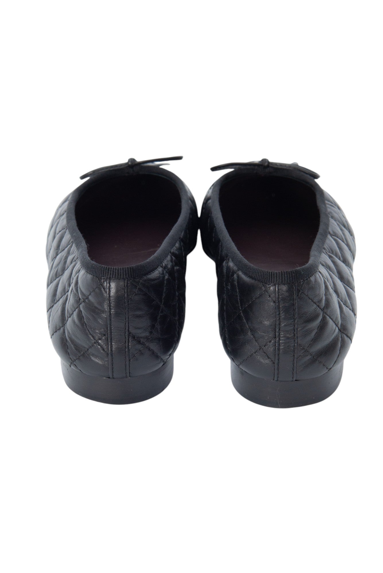 CHANEL Black Quilted Leather CC  Ballet Flats Size 38