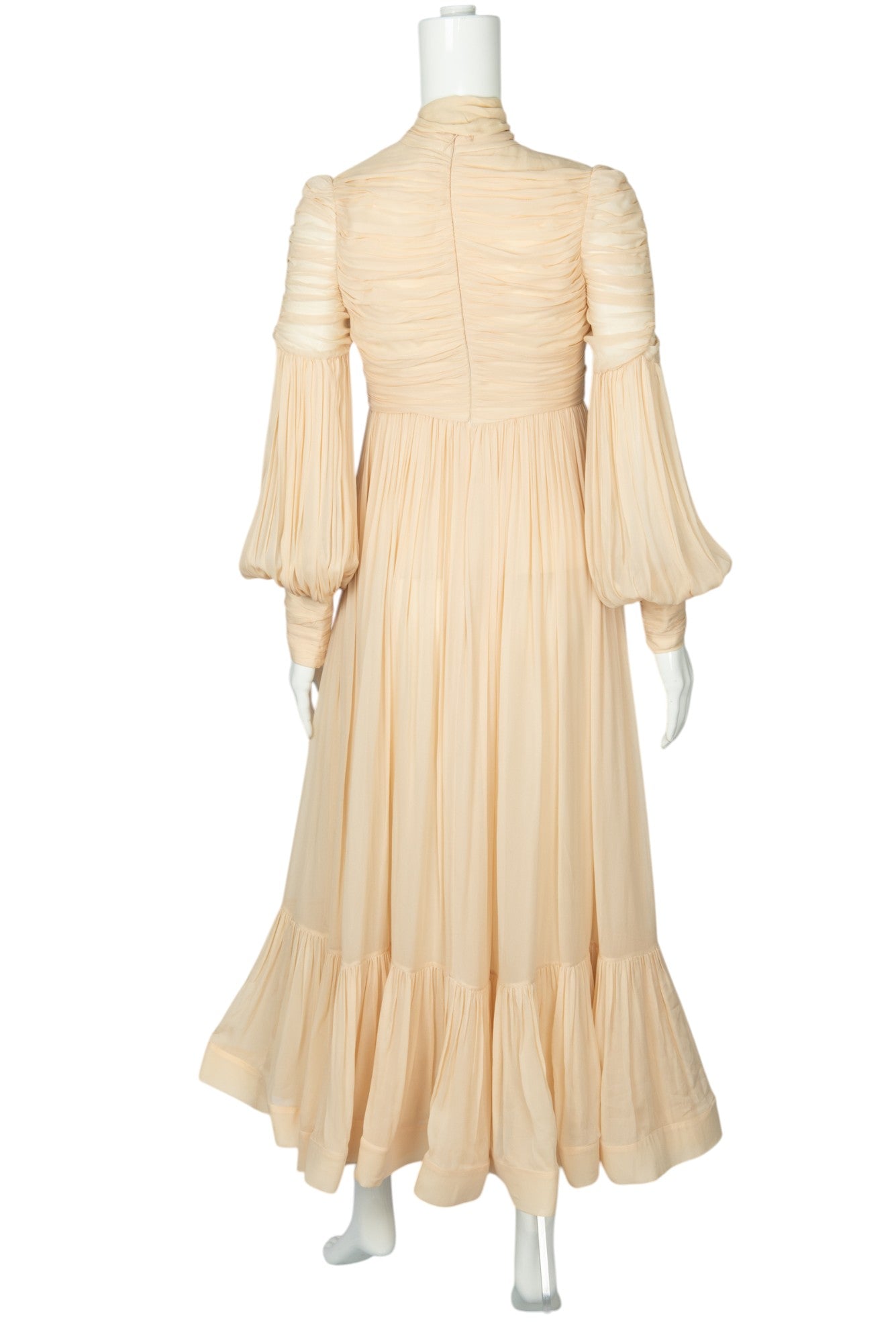 ZIMMERMANN Beige Celestial Ruched Midi Dress Size XS