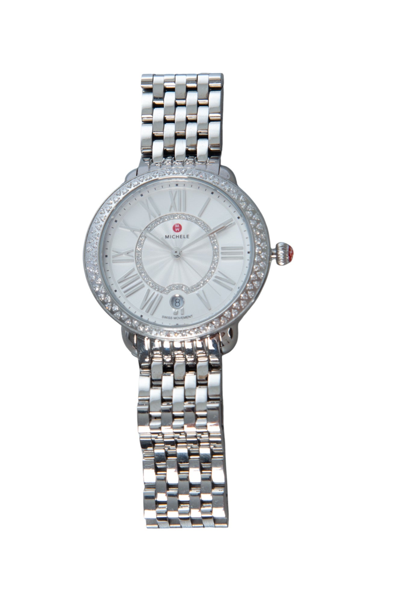 MICHELE Serein Mid Stainless Steel Diamond Round Watch