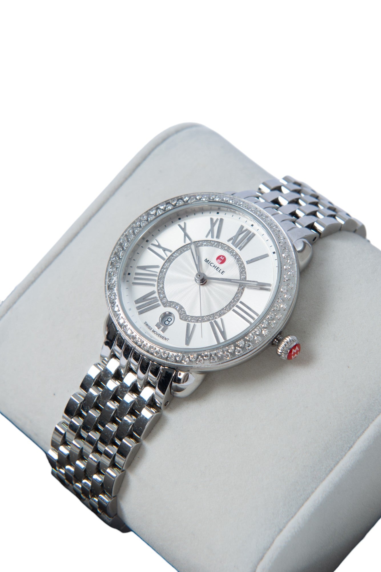 MICHELE Serein Mid Stainless Steel Diamond Round Watch