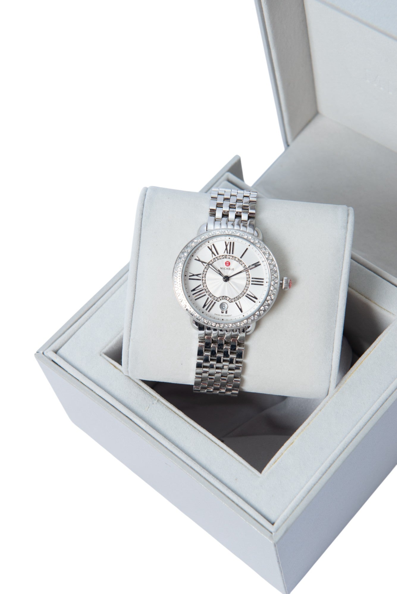 MICHELE Serein Mid Stainless Steel Diamond Round Watch