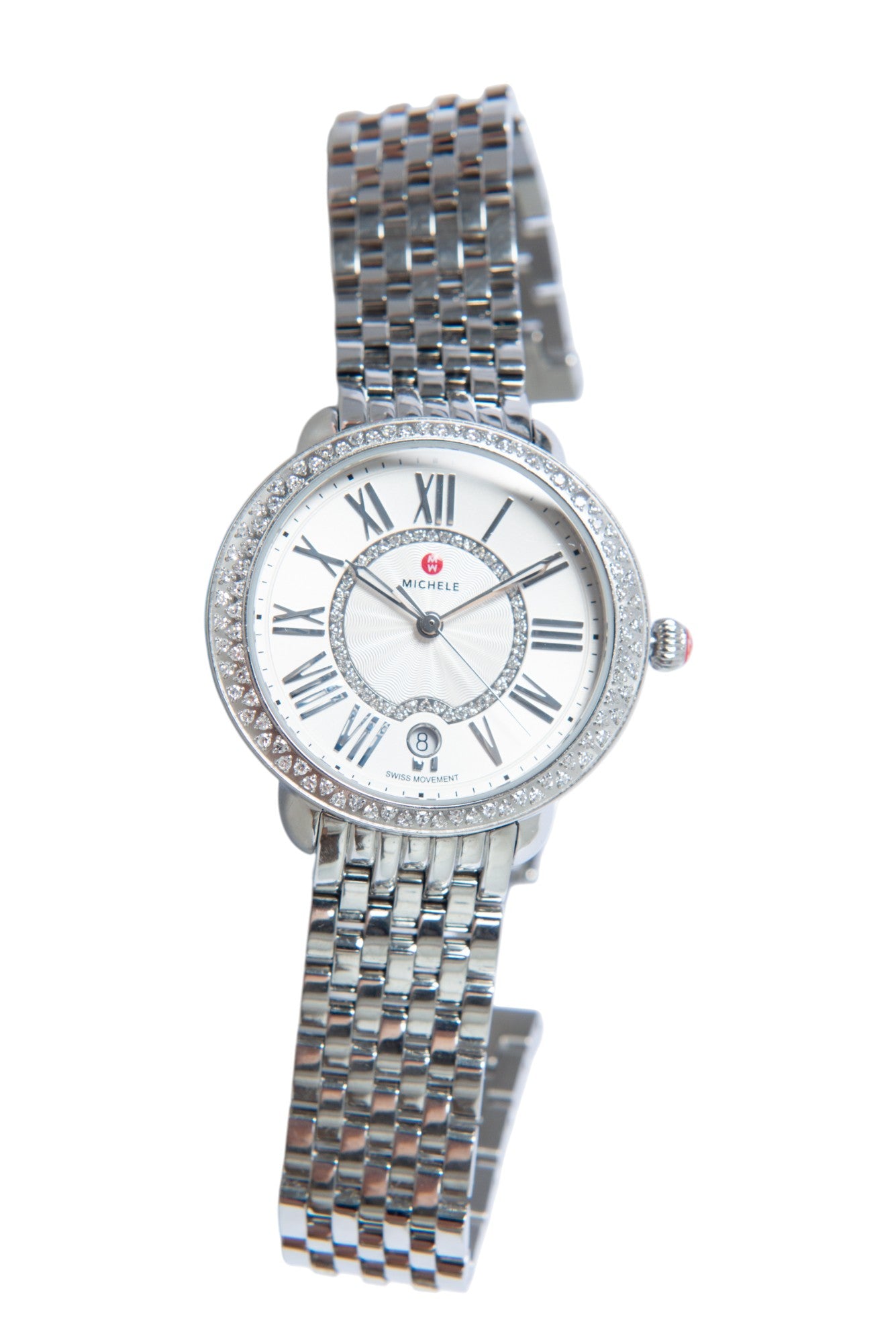 MICHELE Serein Mid Stainless Steel Diamond Round Watch
