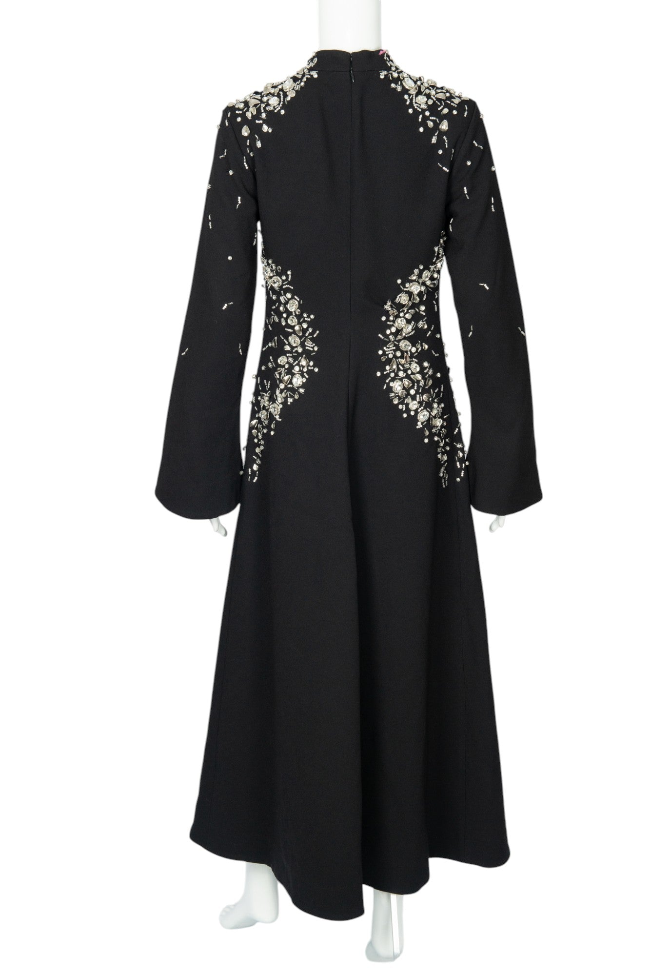 SIMKHAI Black Crepe Odetta Crystal-Embellished Midi Dress Size M
