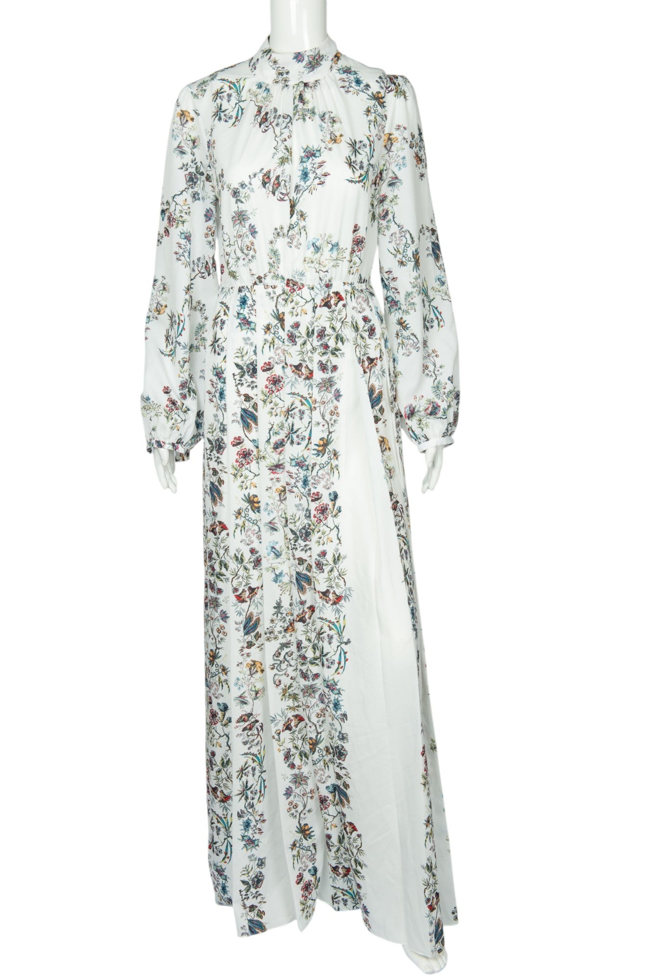 ADAM LIPPES White Floral Print Maxi Gown Dress Size S