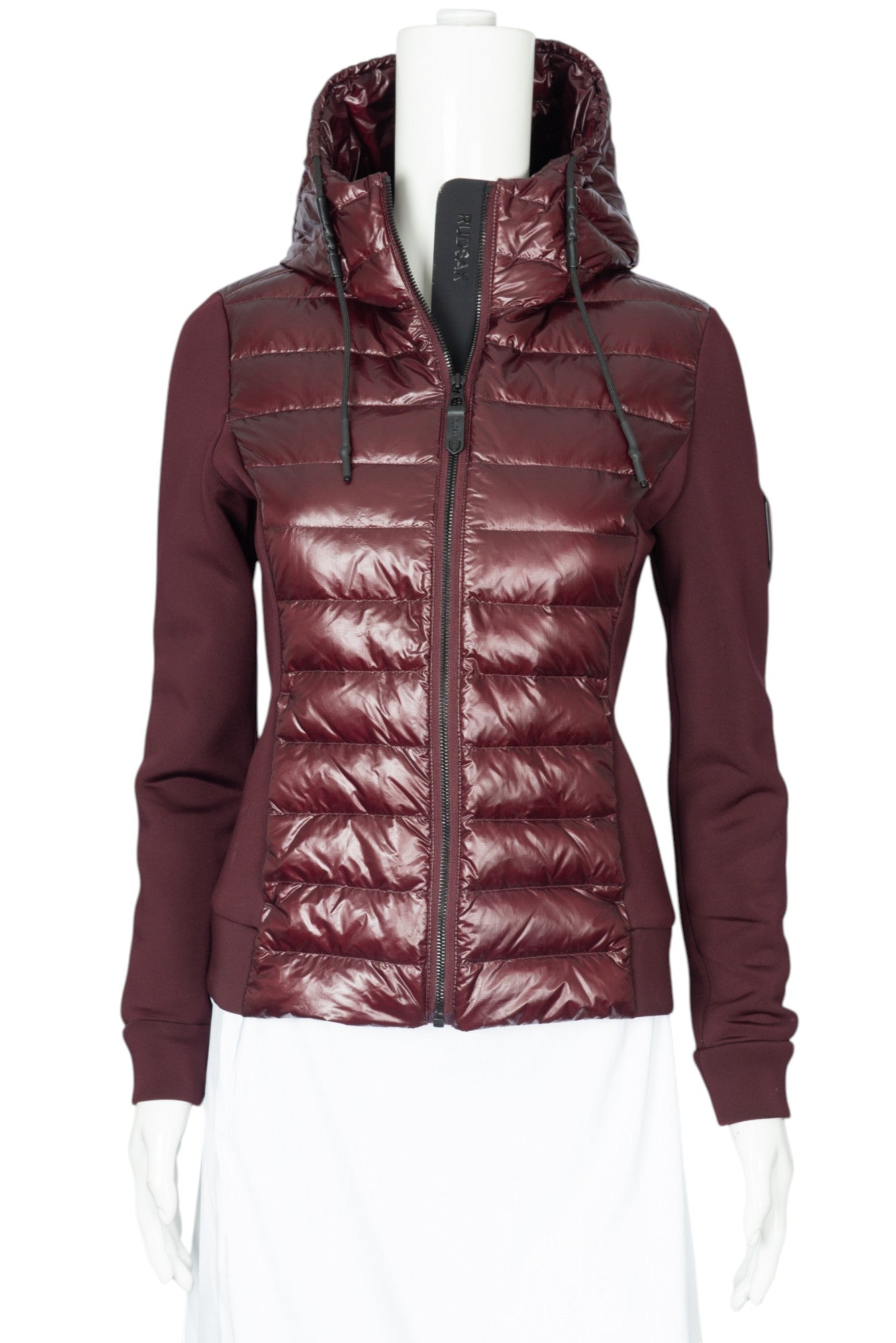 RUDSAK Burgundy Nylon Down Hooded Jacket Size S