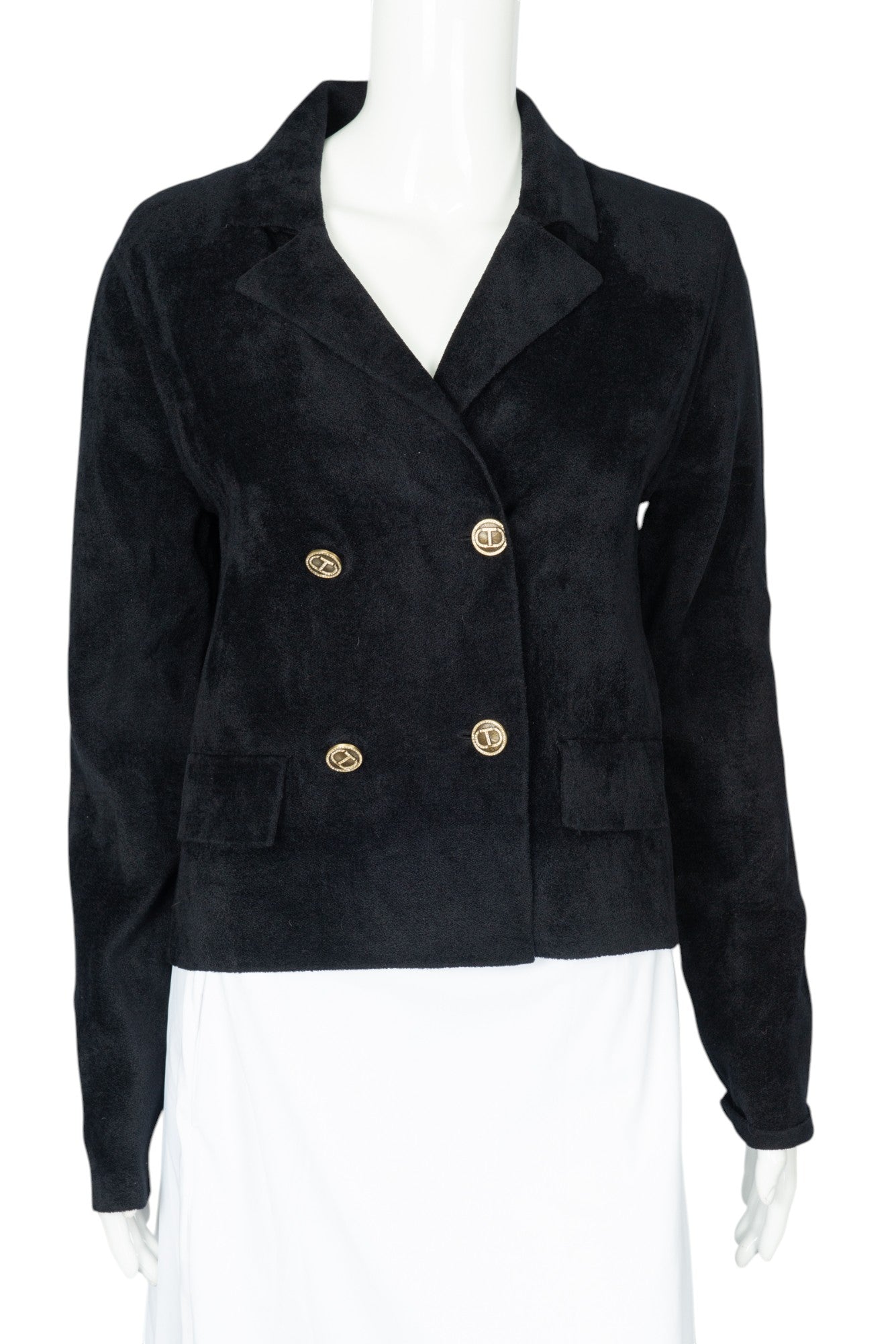 TWINSET Black Double-Breasted Blazer Jacket Size XS