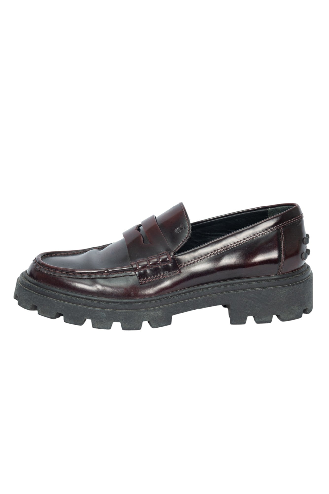 TOD'S Burgundy Leather Loafers Size 37.5 US 7.5