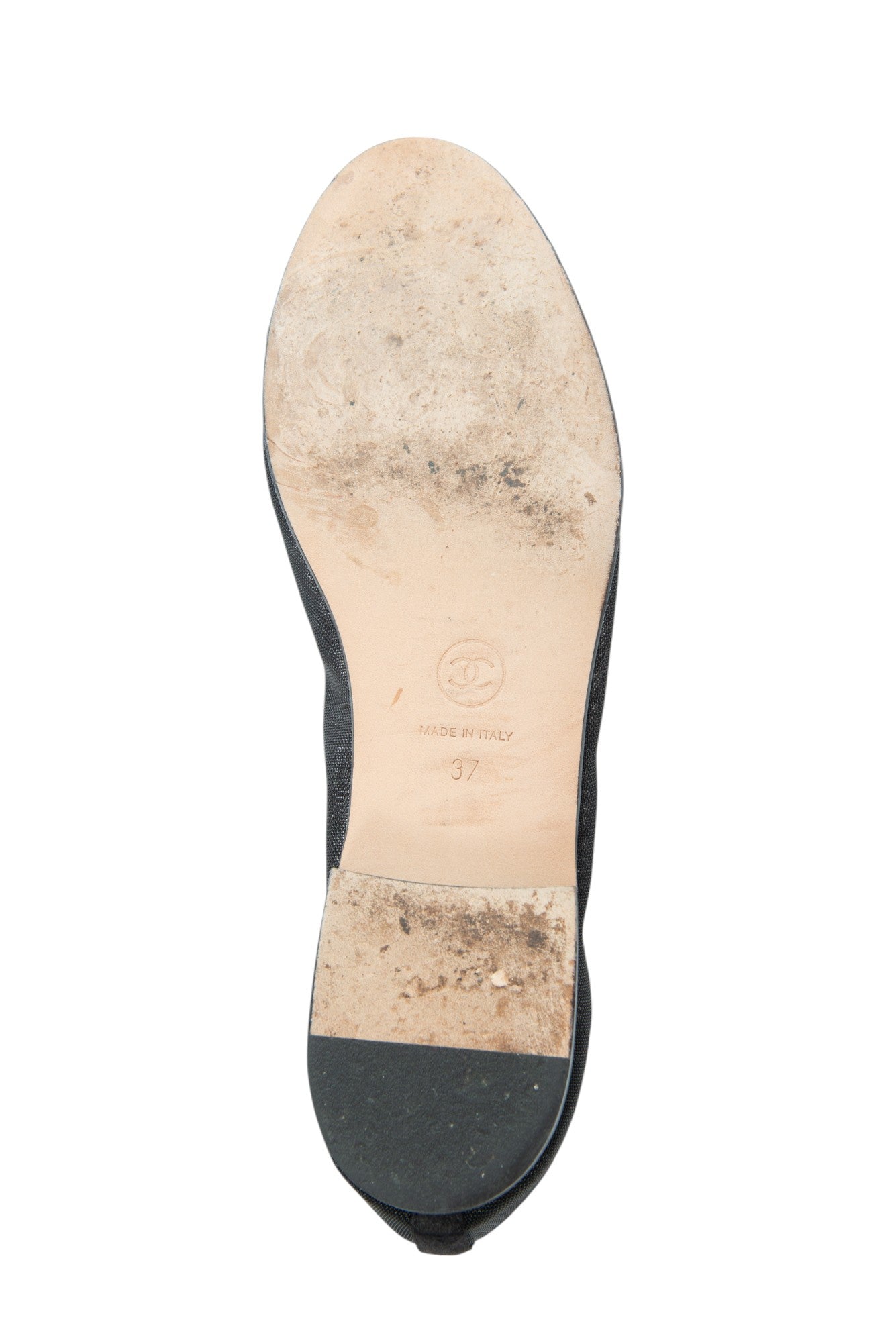 CHANEL Black Mesh CC Logo Ballet Flats Size 37 US 7