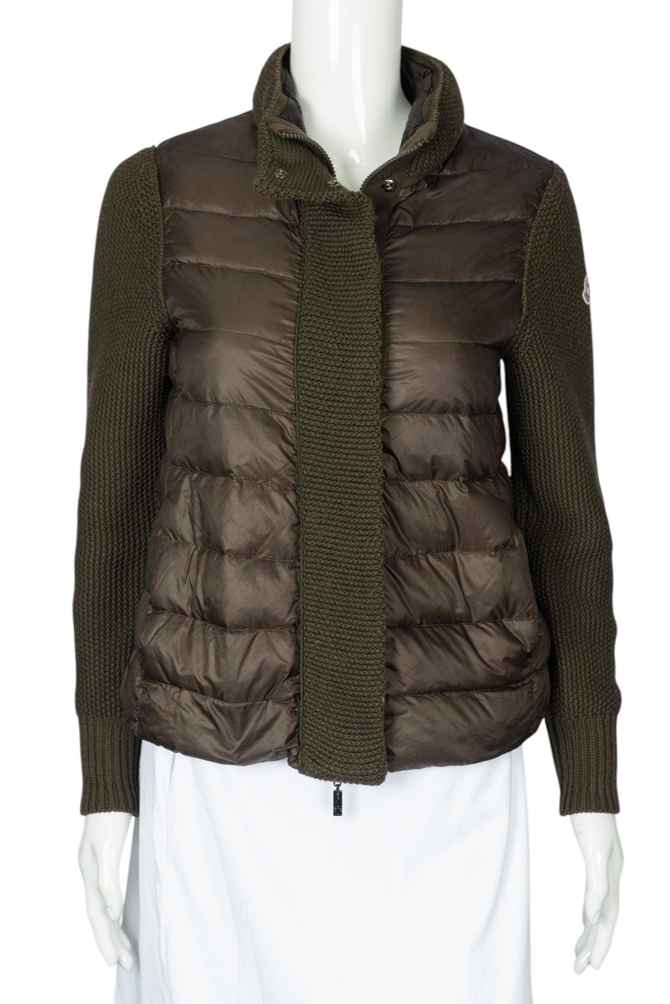 MONCLER Green Wool Knit Padded Jacket Size S