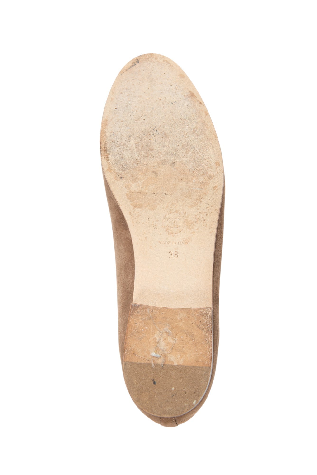 CHANEL Brown Suede CC Logo Ballet Flats Size 38 US 8