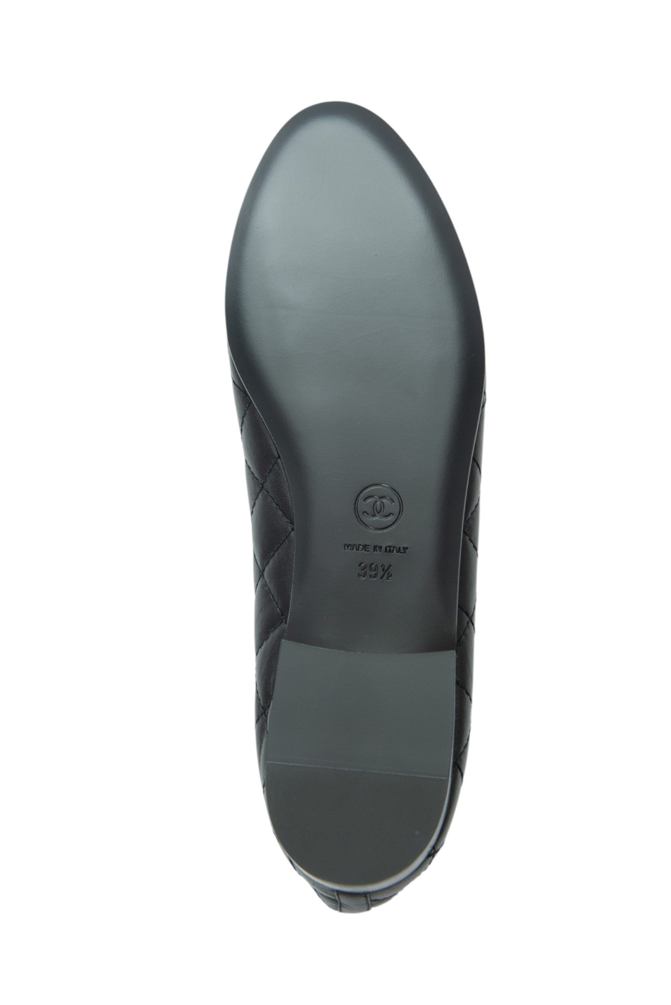 CHANEL Black Quilted Leather CC Logo Ballet Flats Size 39.5 US 9.5