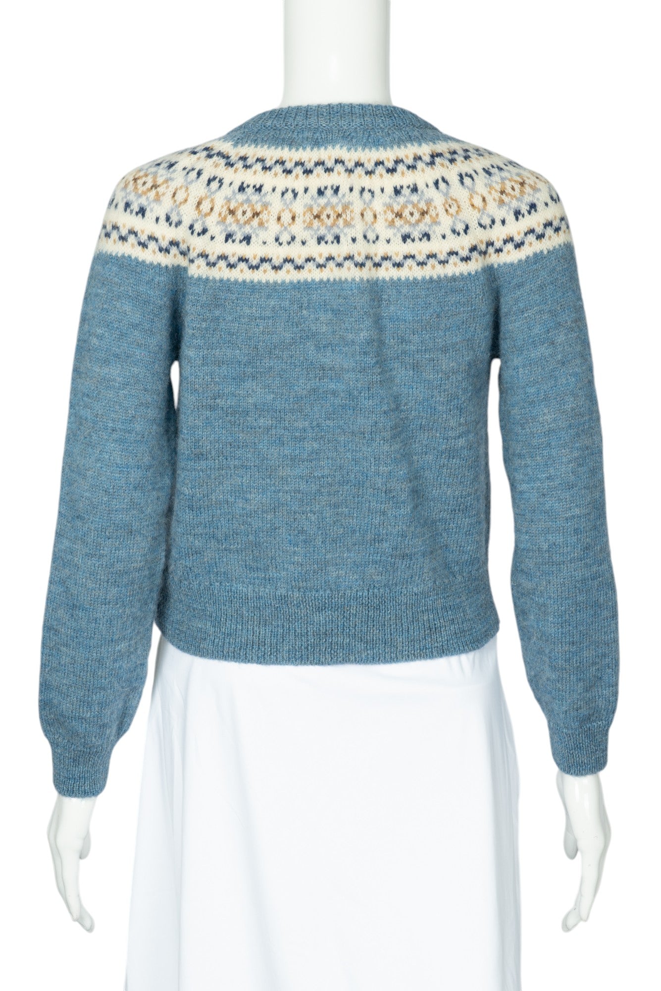 CELINE Blue Wool Printed Cardigan Sweater Size XS